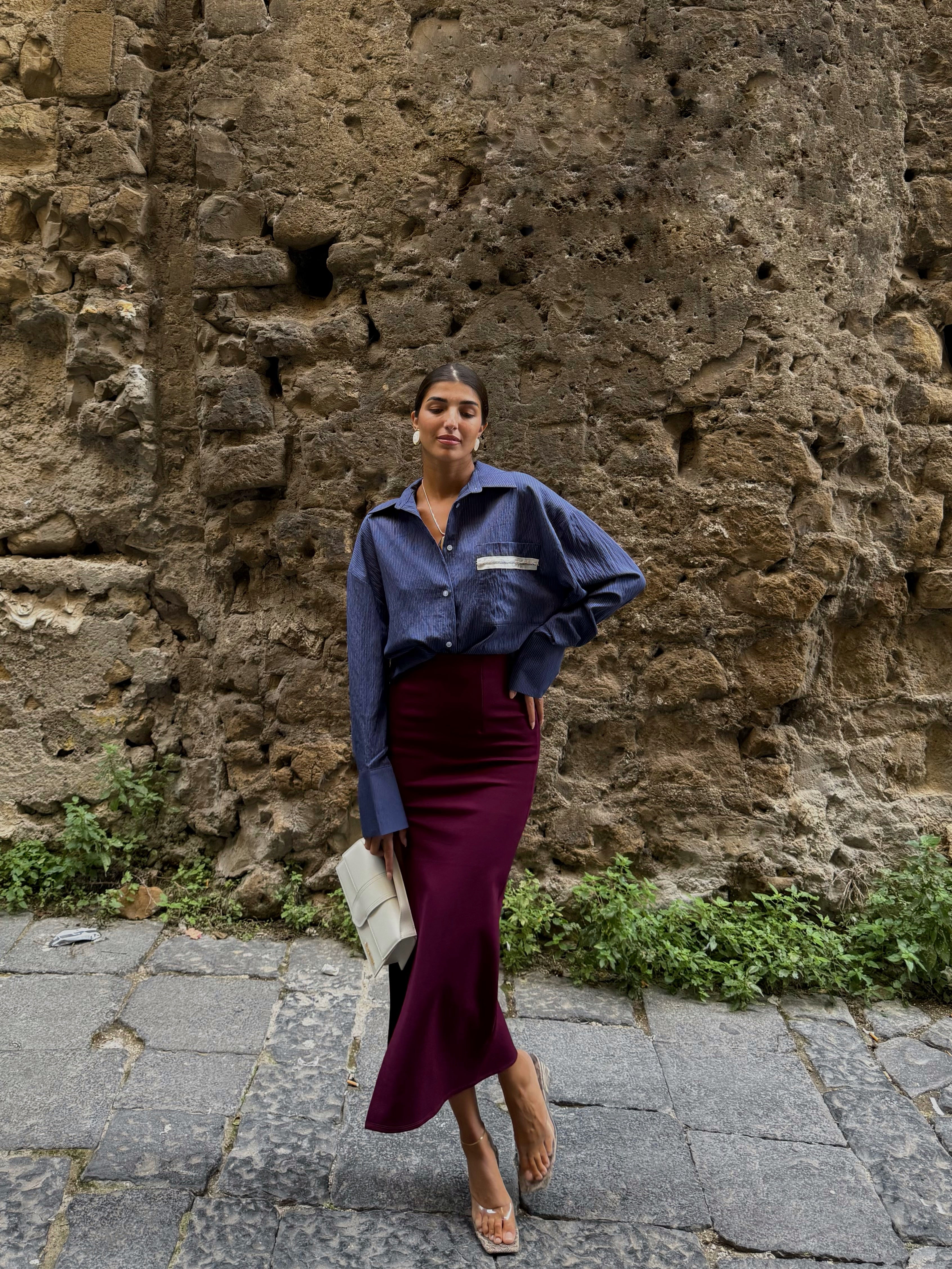 Gonna midi bordeaux - LadyB Shop Online