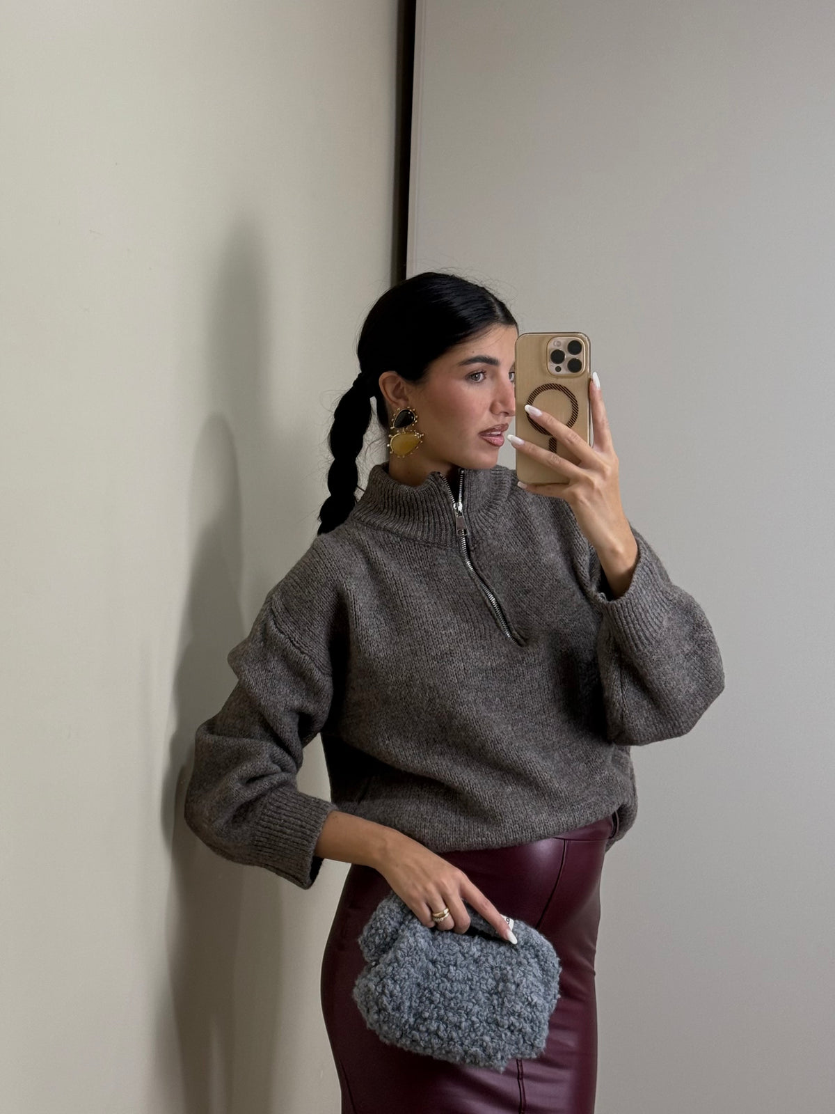 Maglione zip frontale