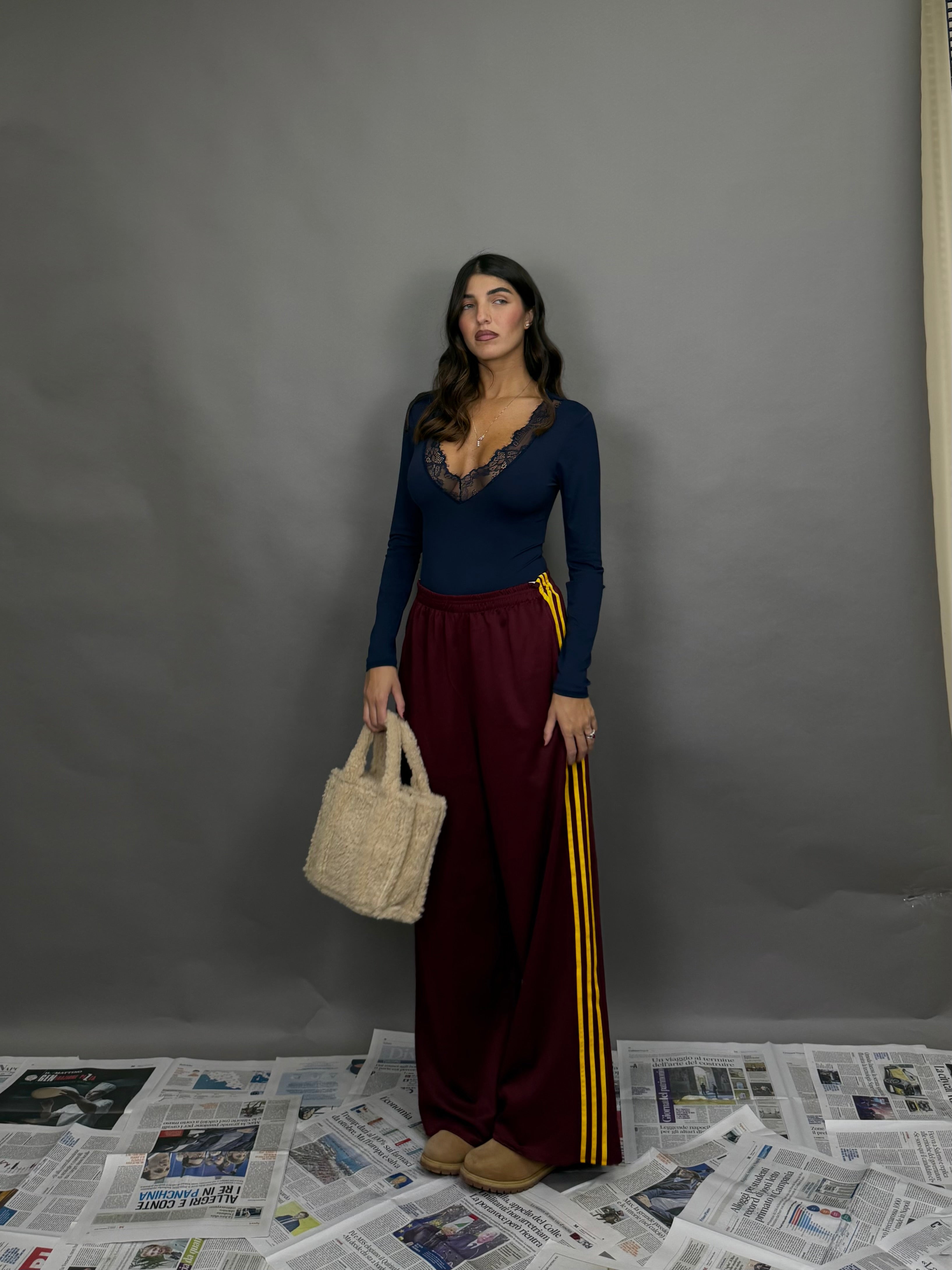 Pantalone tuta bordeaux