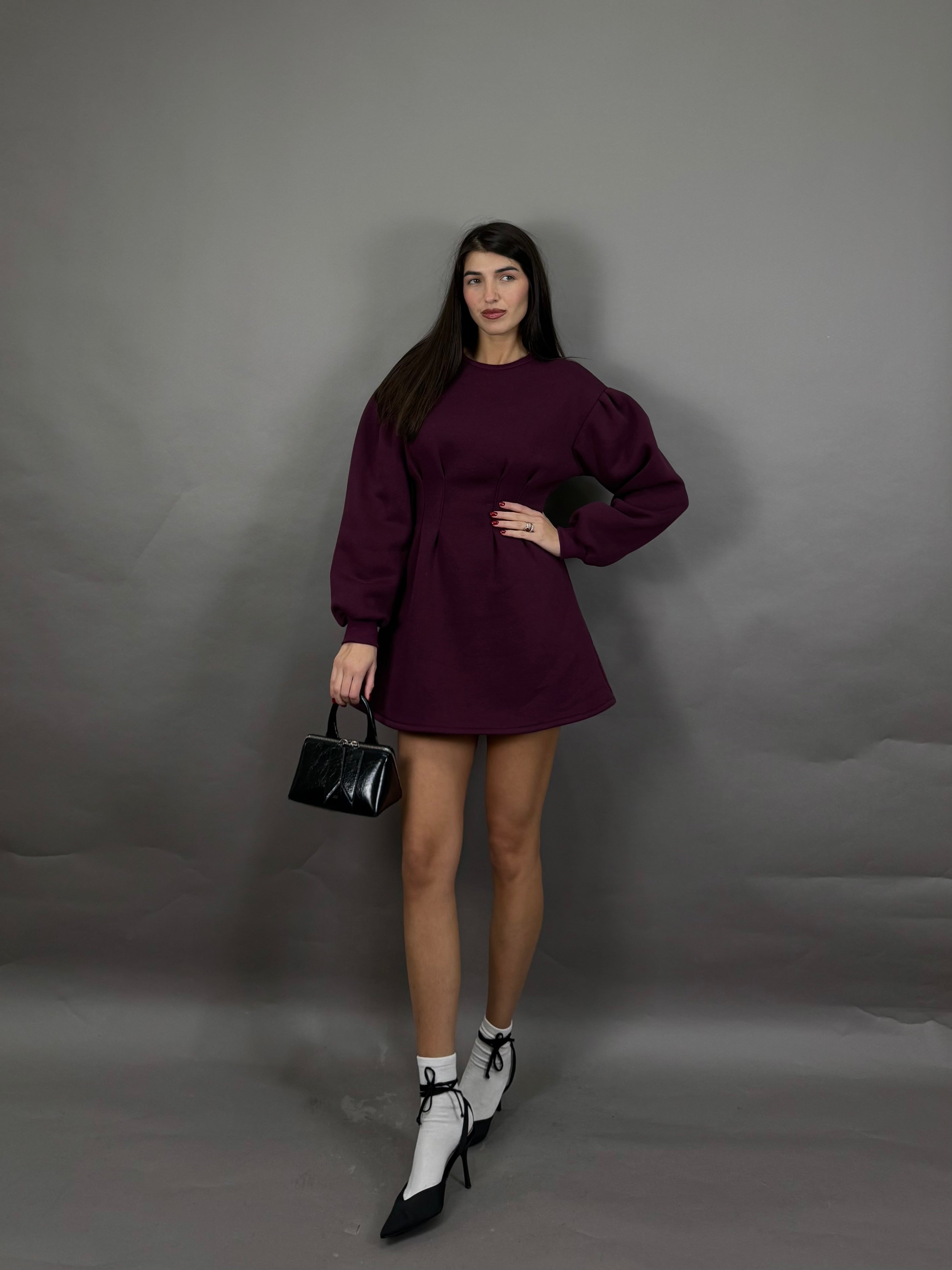 Abito in felpa bordeaux