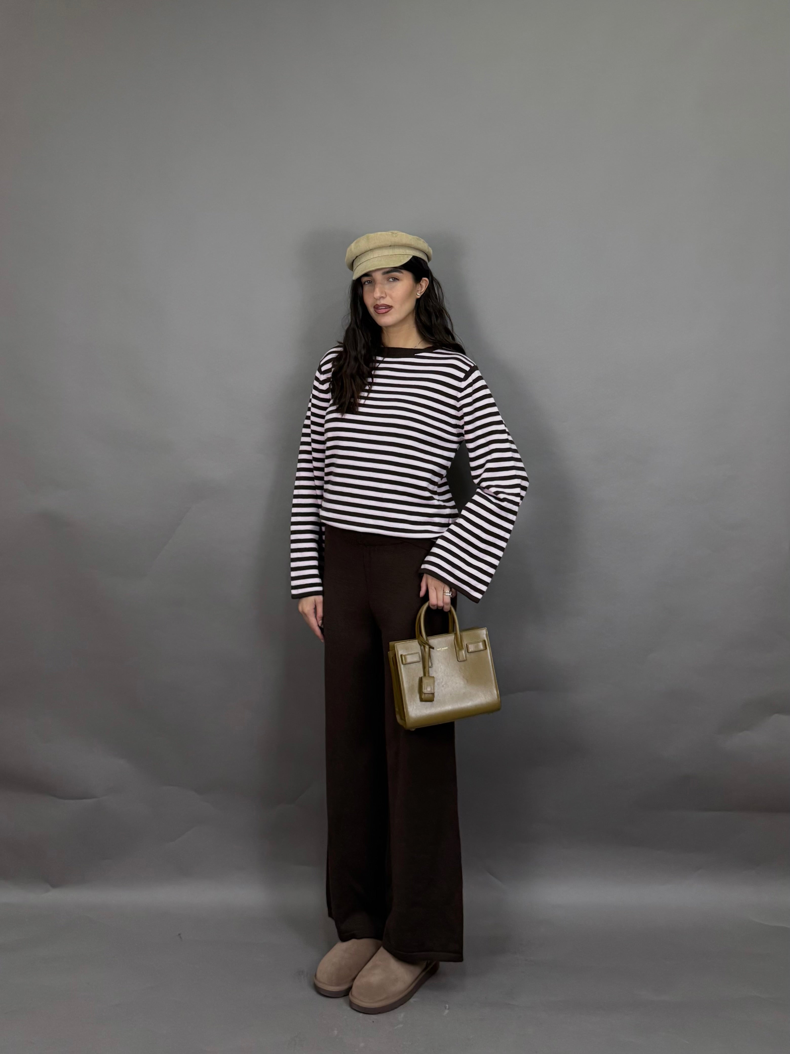 Coordinato lana rasata righe