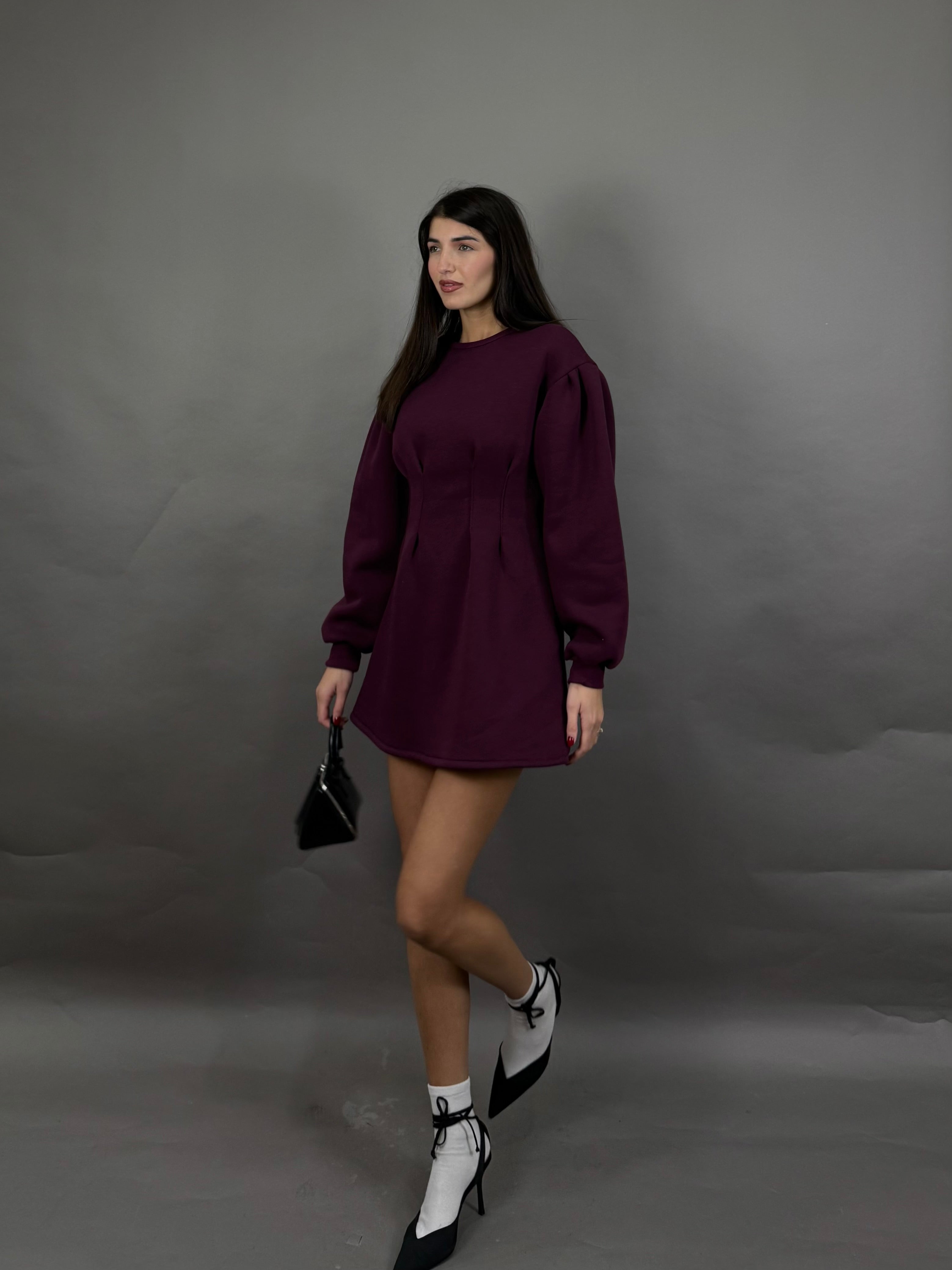 Abito in felpa bordeaux