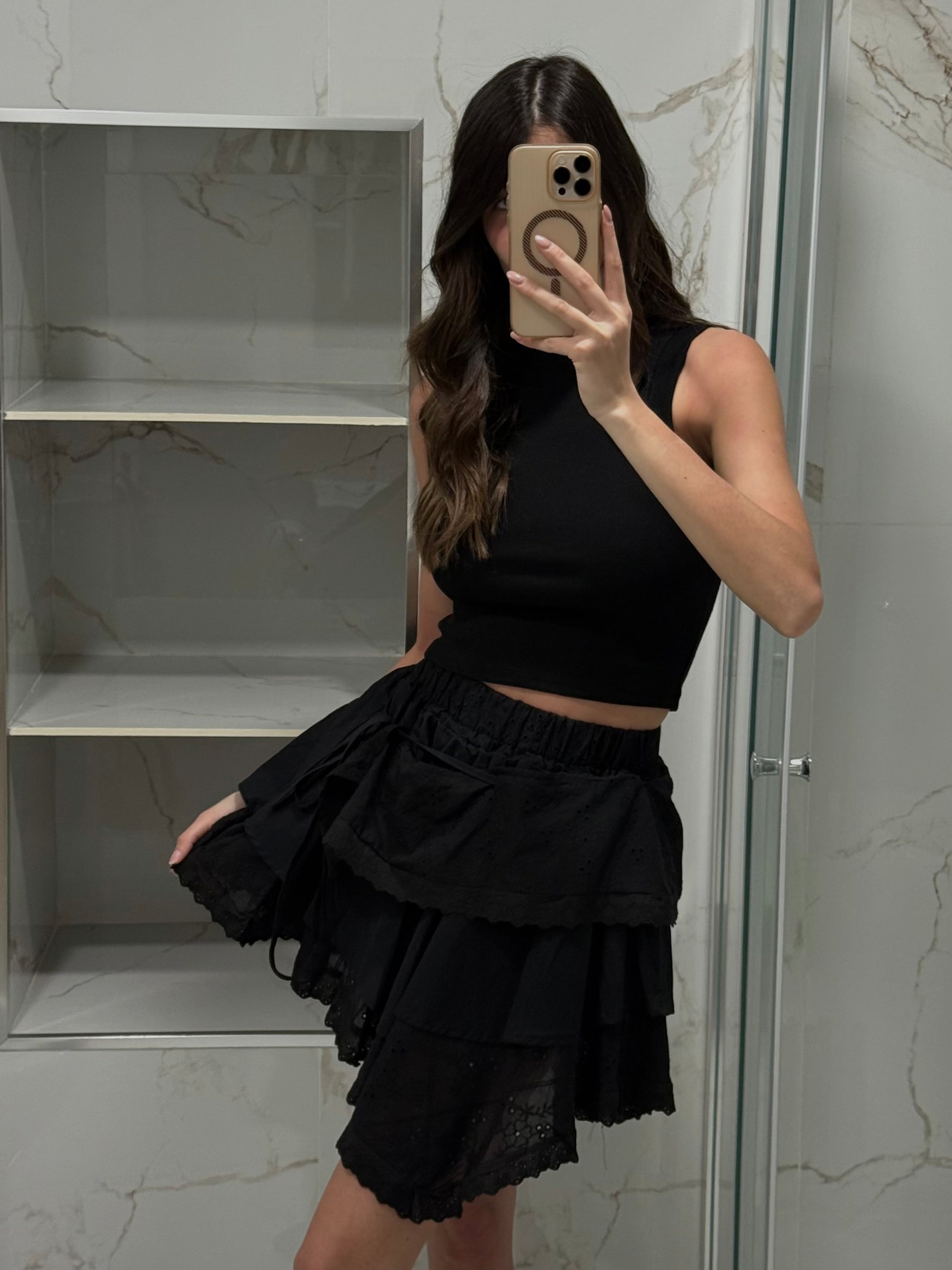 Gonna cotone e pizzo nera - LadyB Shop Online