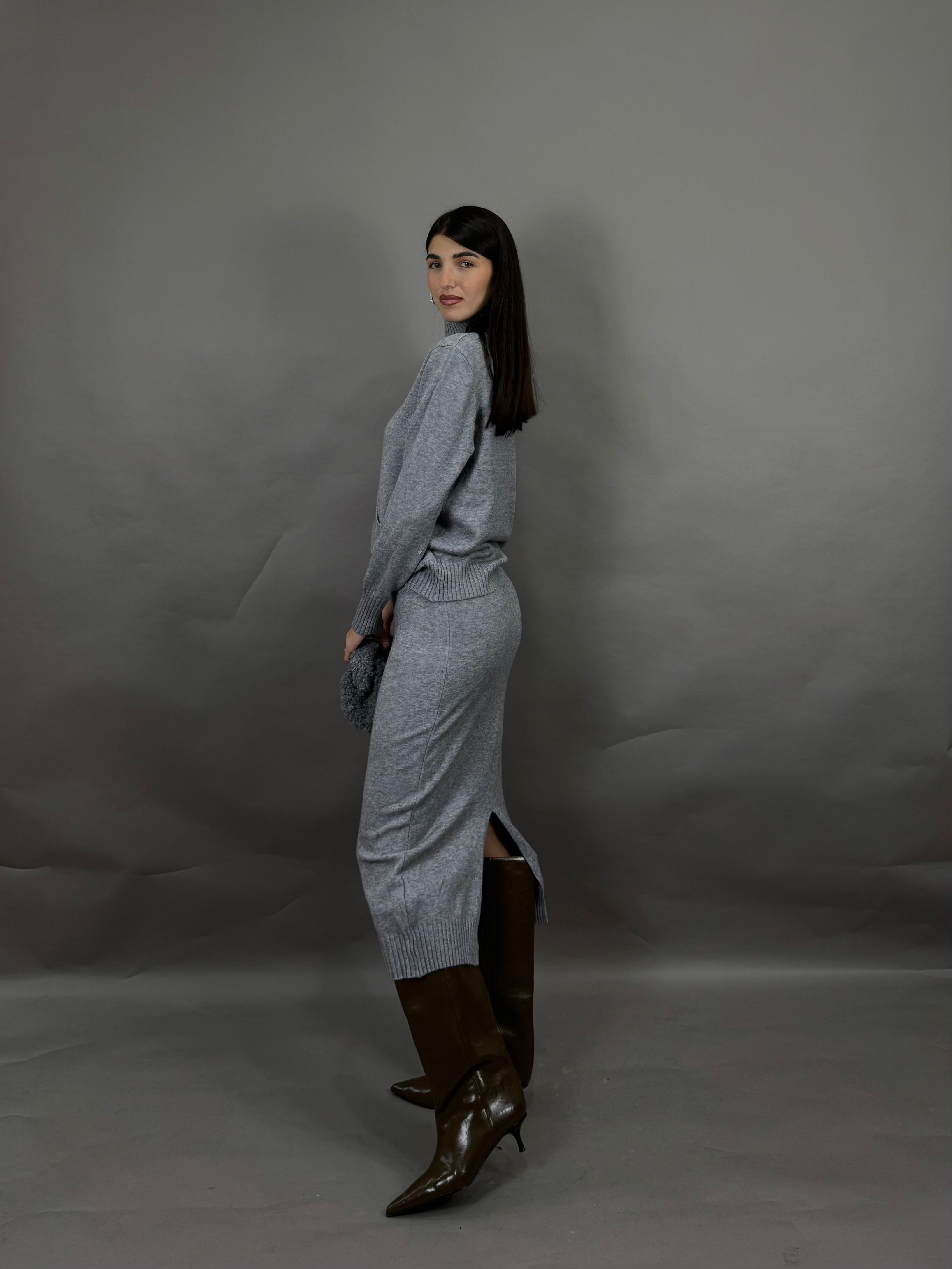 Coordinato lana rasata grigio