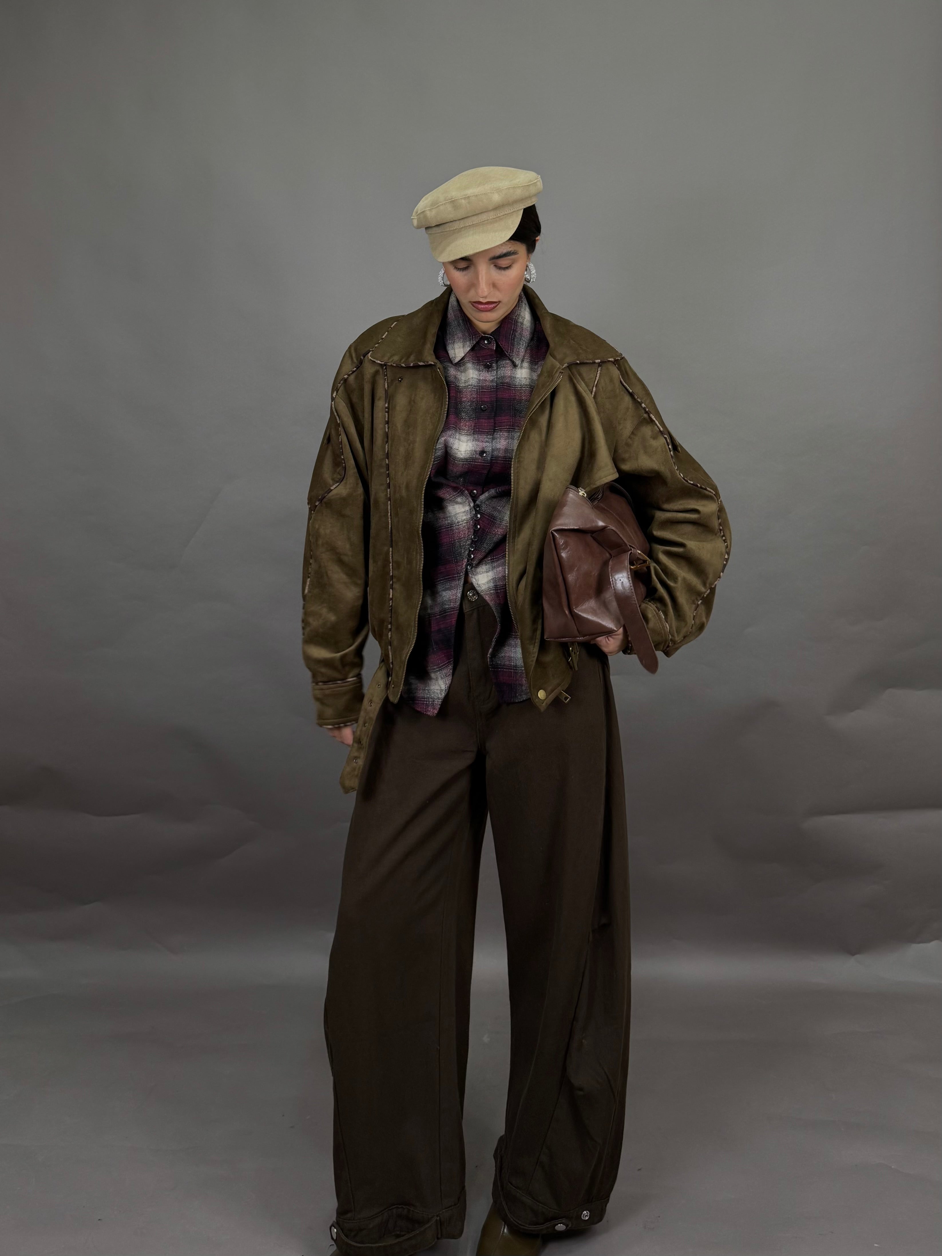 Giacca scamosciata verde