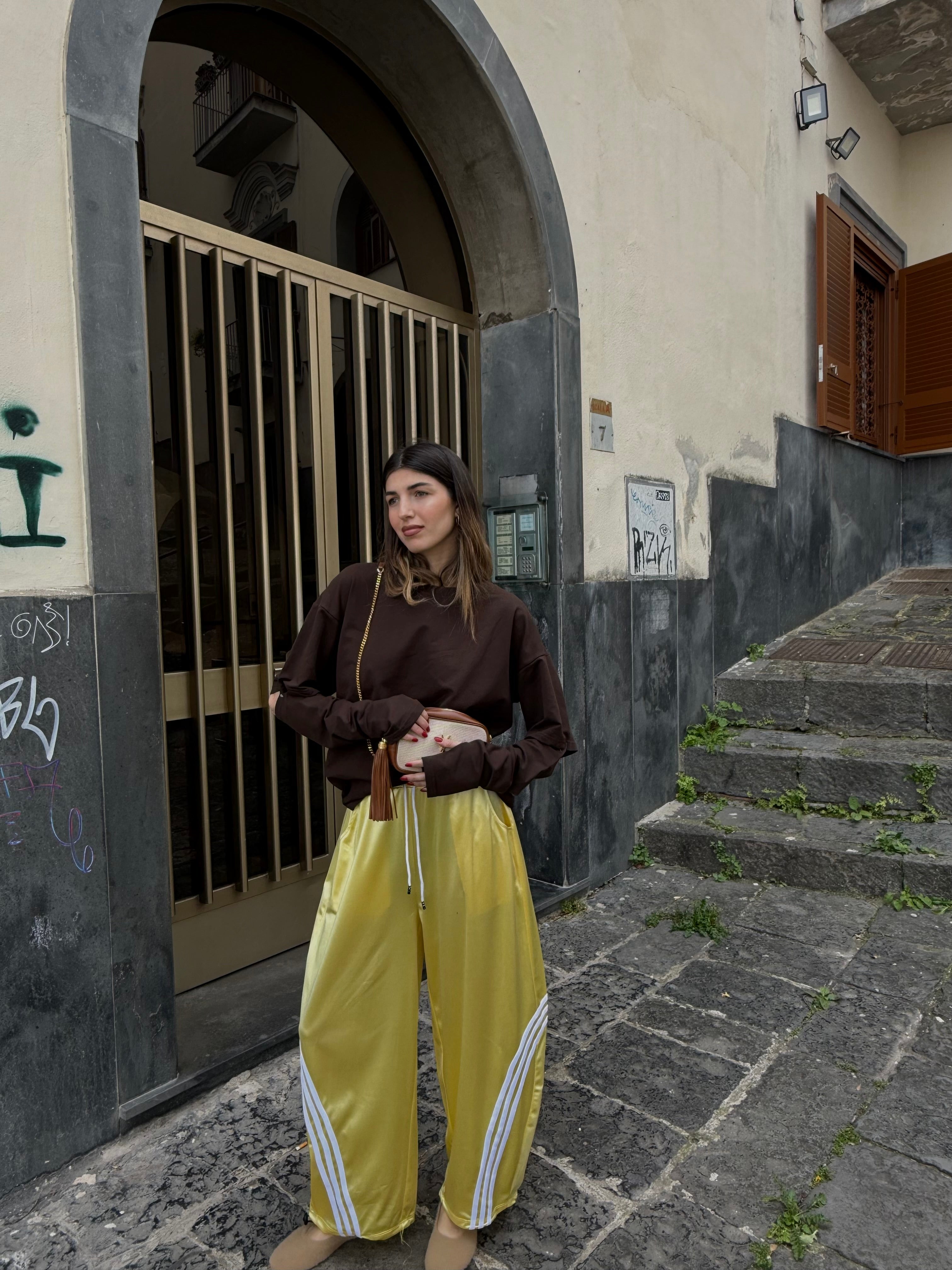 T-shirt con manicotti marrone - LadyB Shop Online