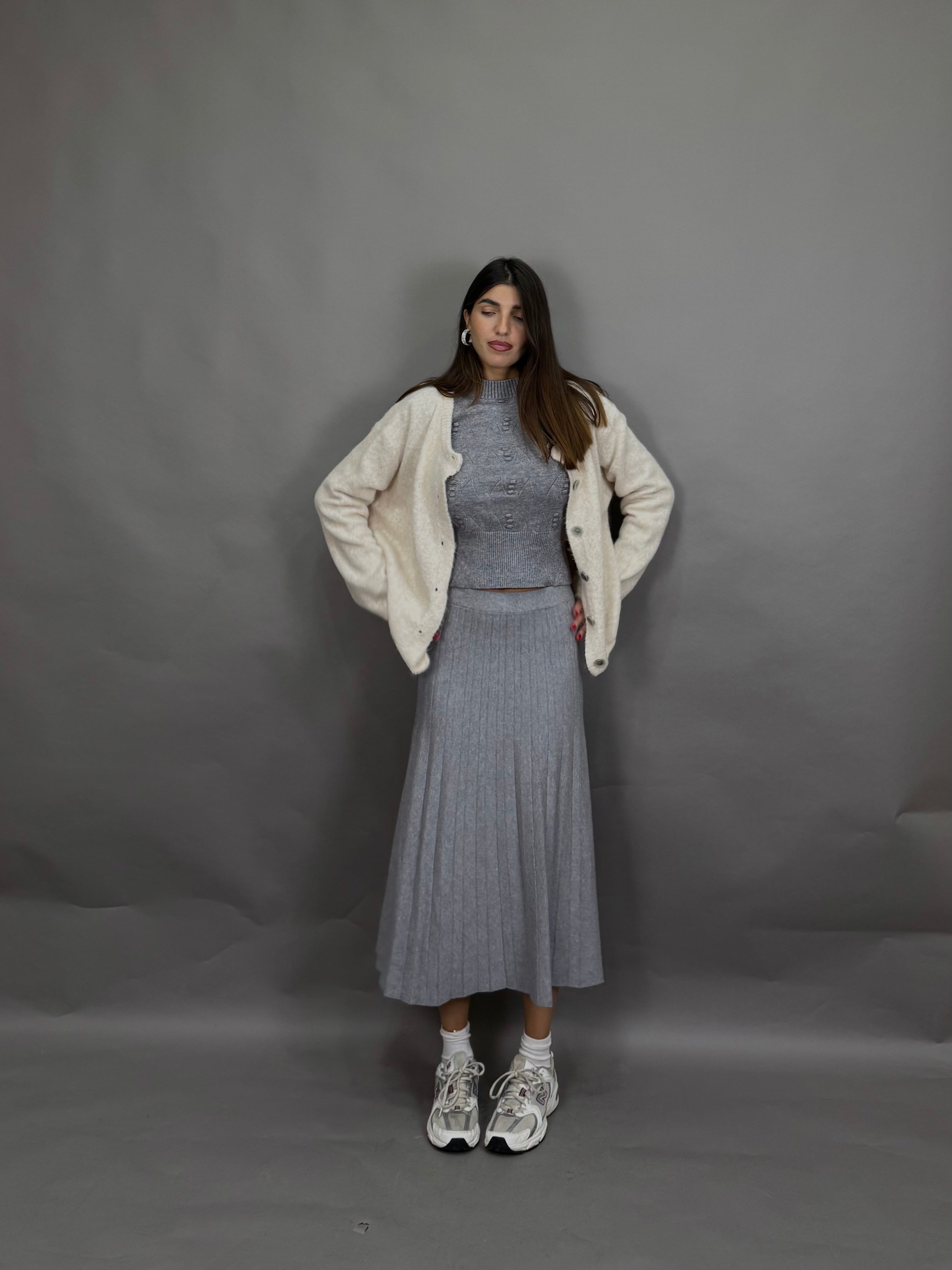 Gonna lana rasata grigia