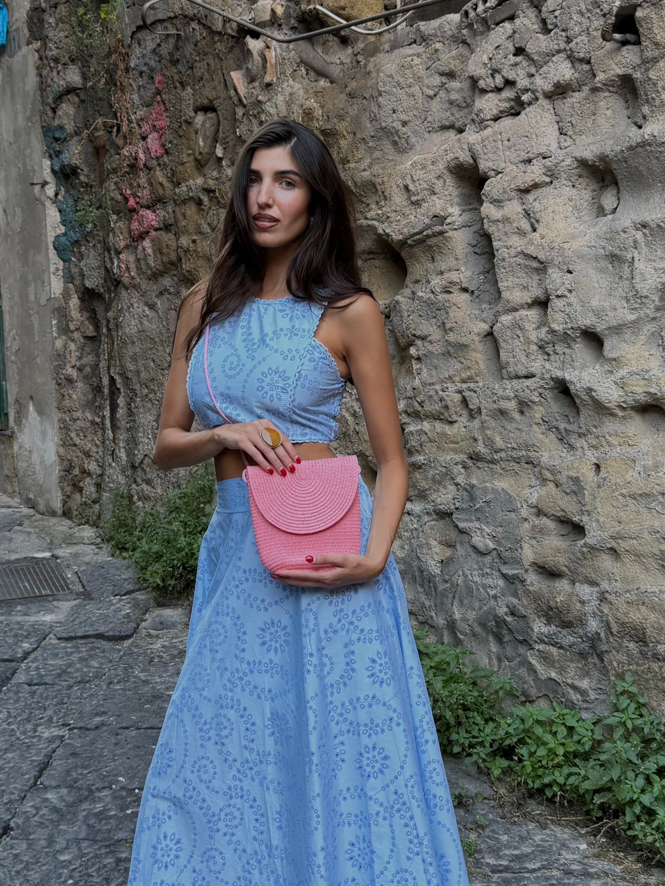 Tracolla paglia rosa scuro - LadyB Shop Online