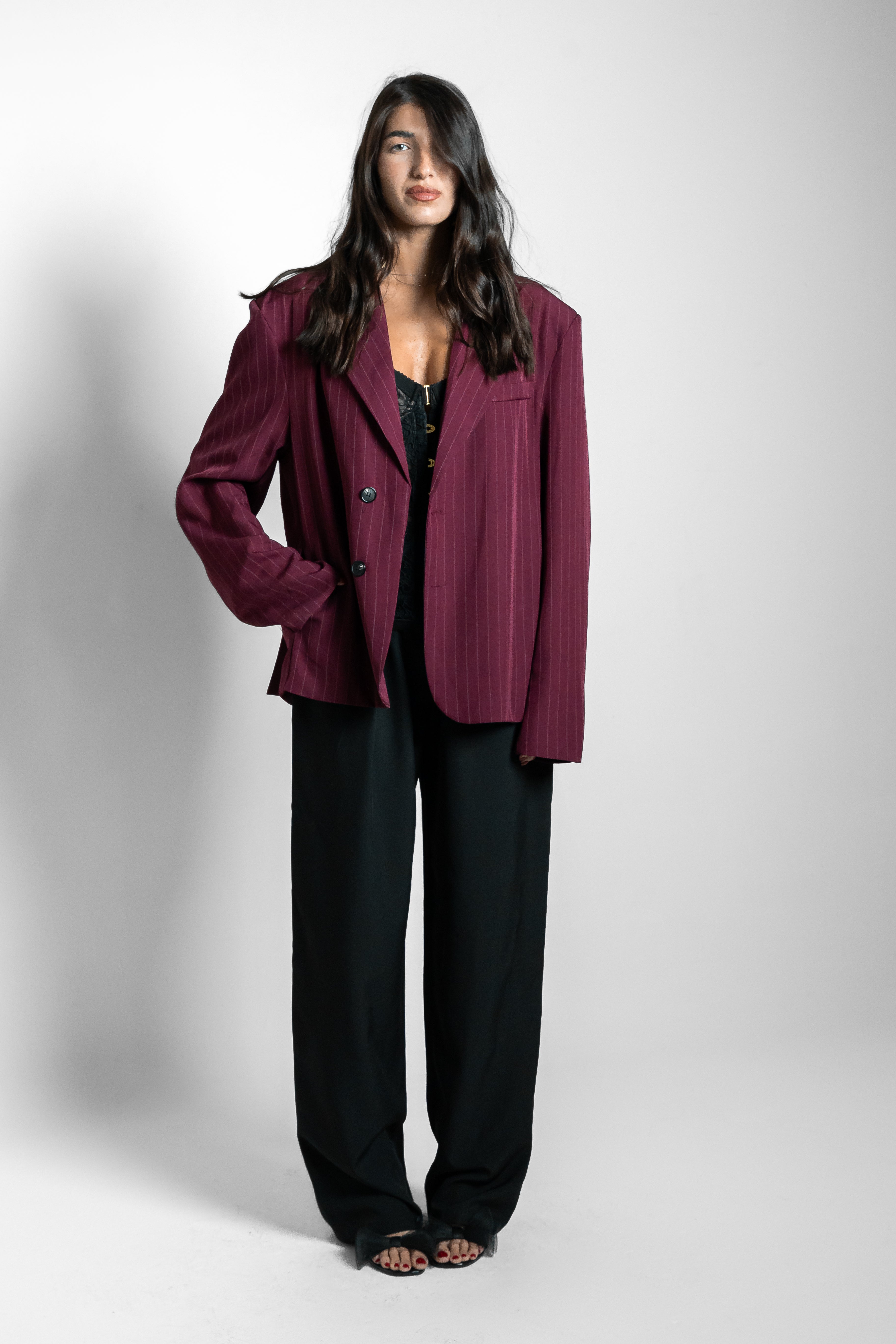 Blazer gessato bordeaux