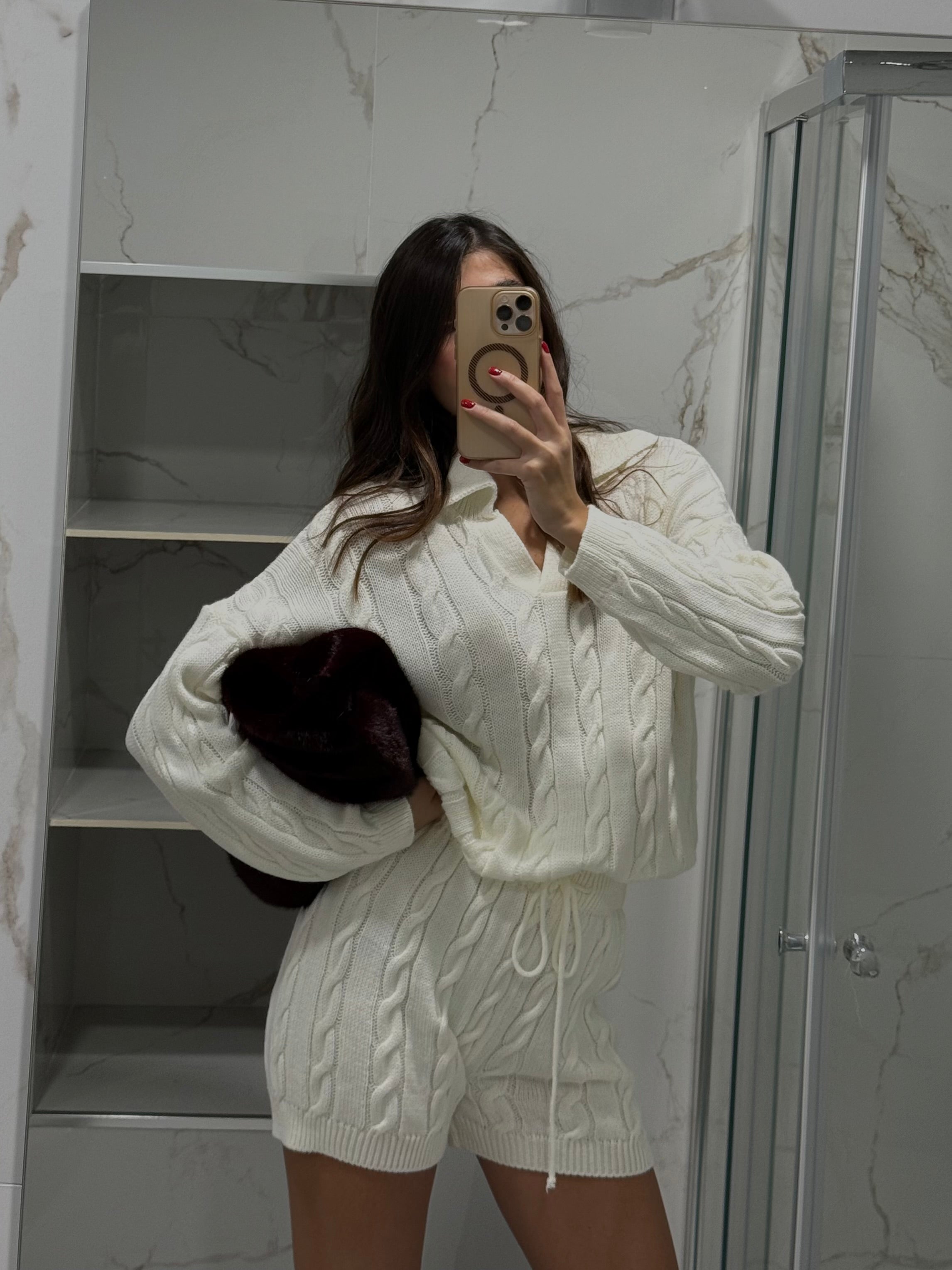 Coordinato trecce bianco