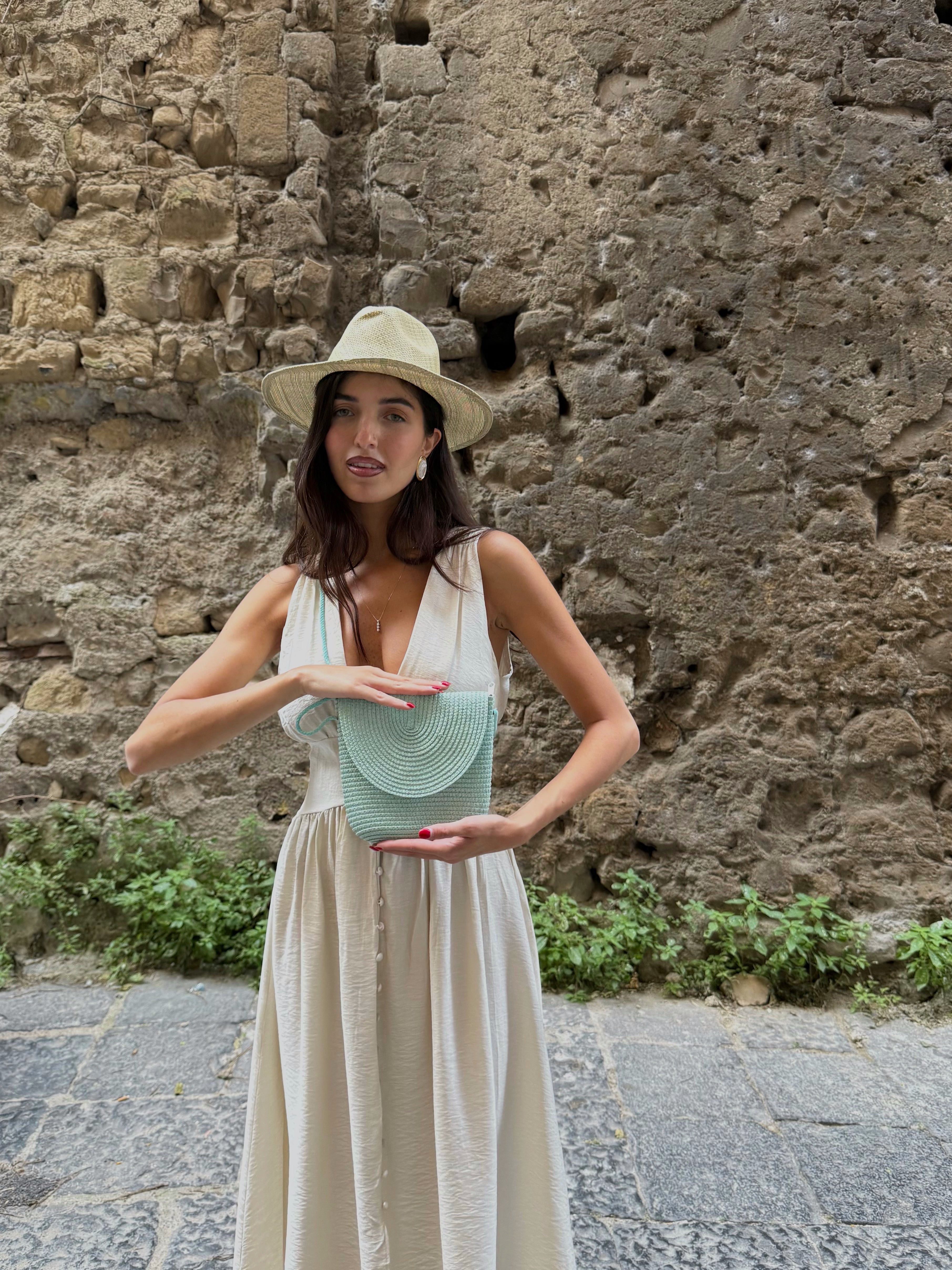 Tracolla in paglia azzzura - LadyB Shop Online