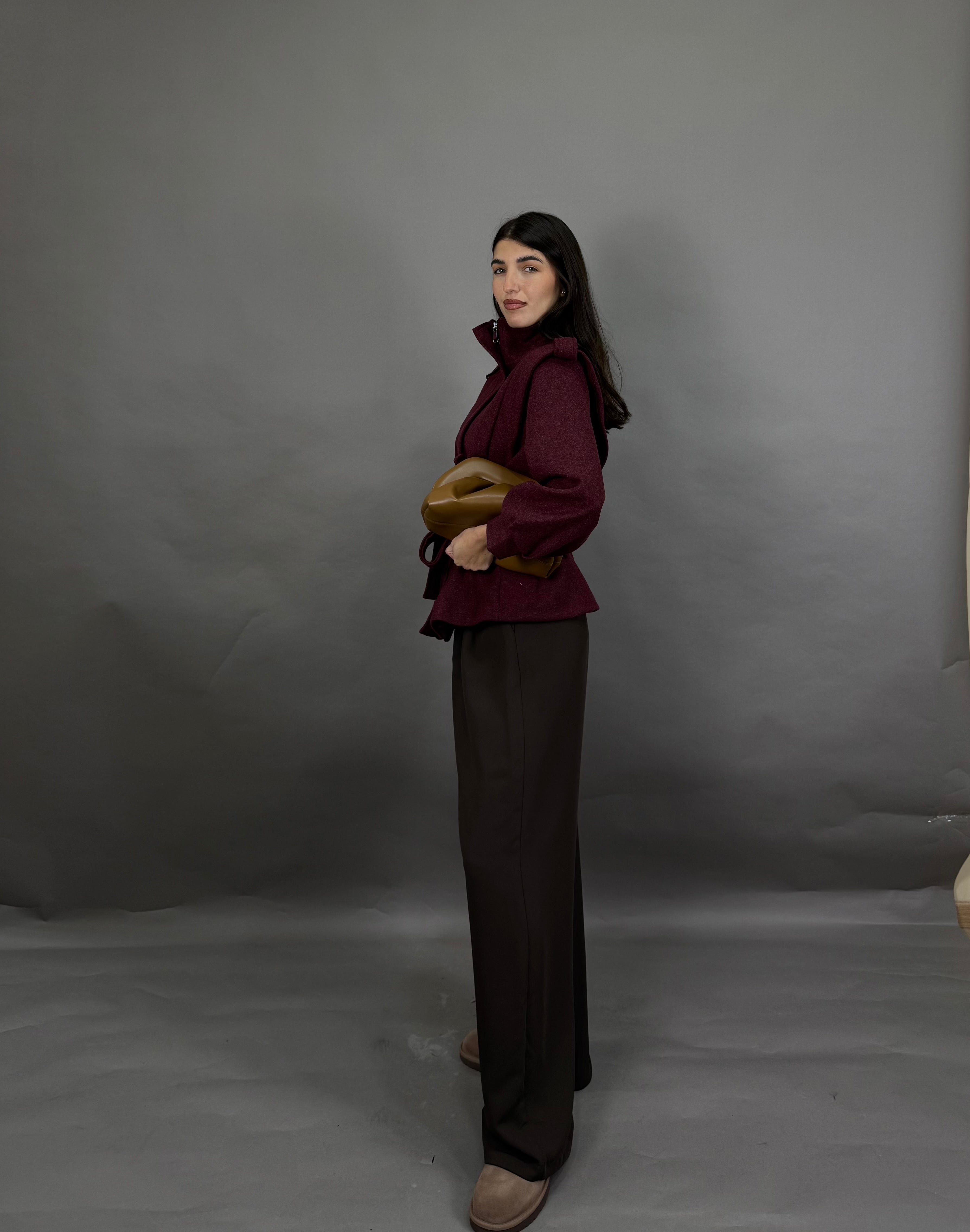 Giacca in panno bordeaux