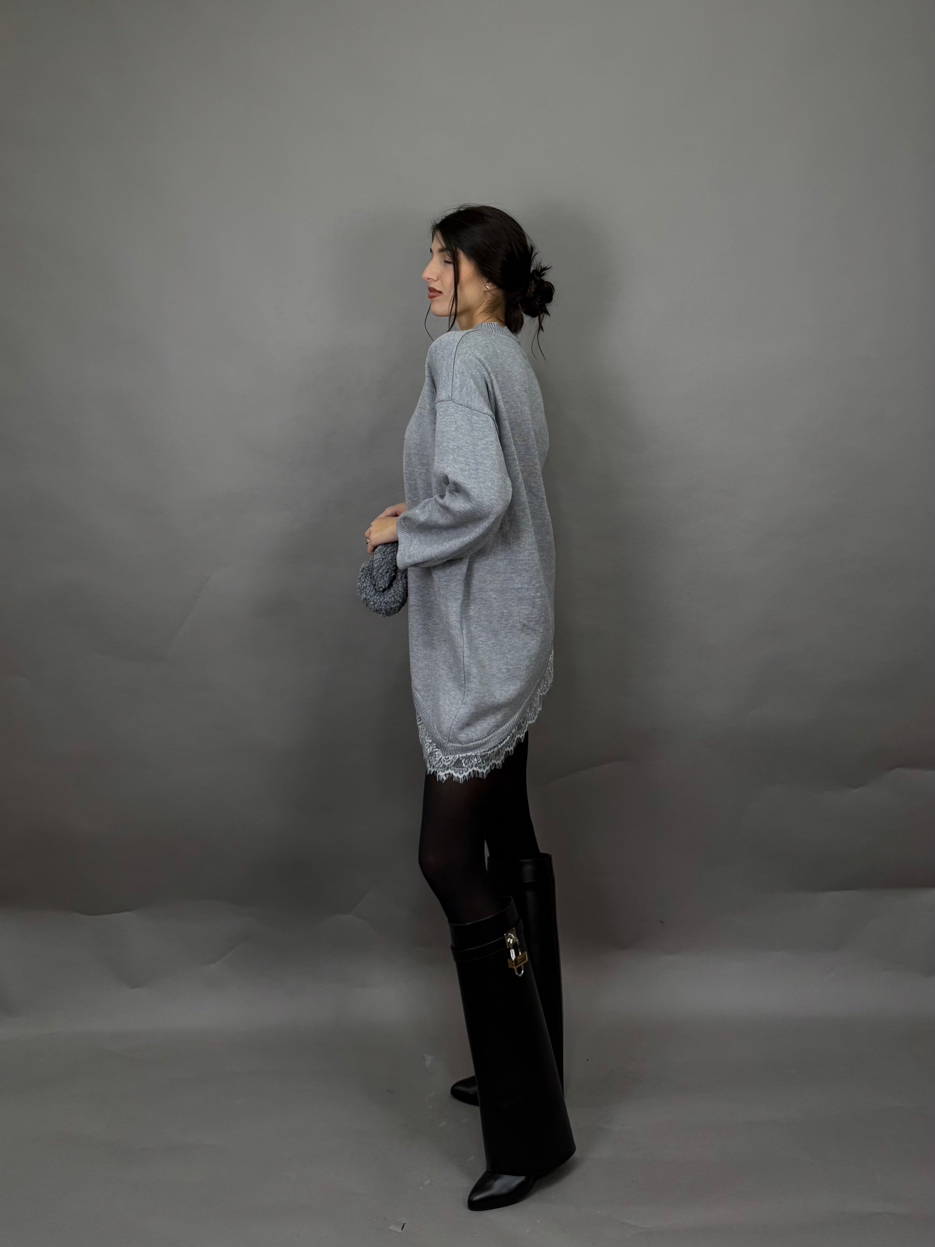 Maglione pizzo grigio