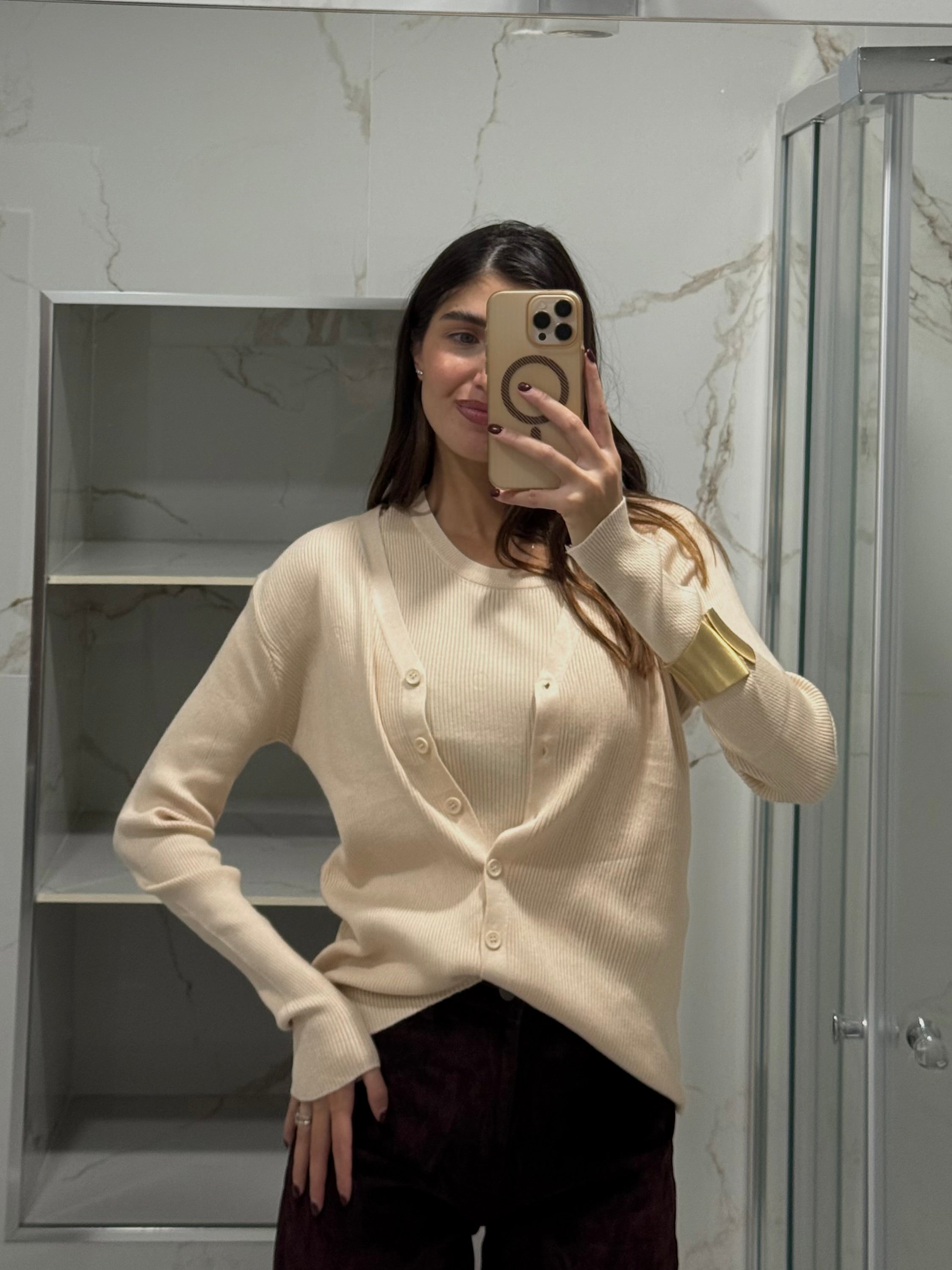 Canotta + cardigan panna