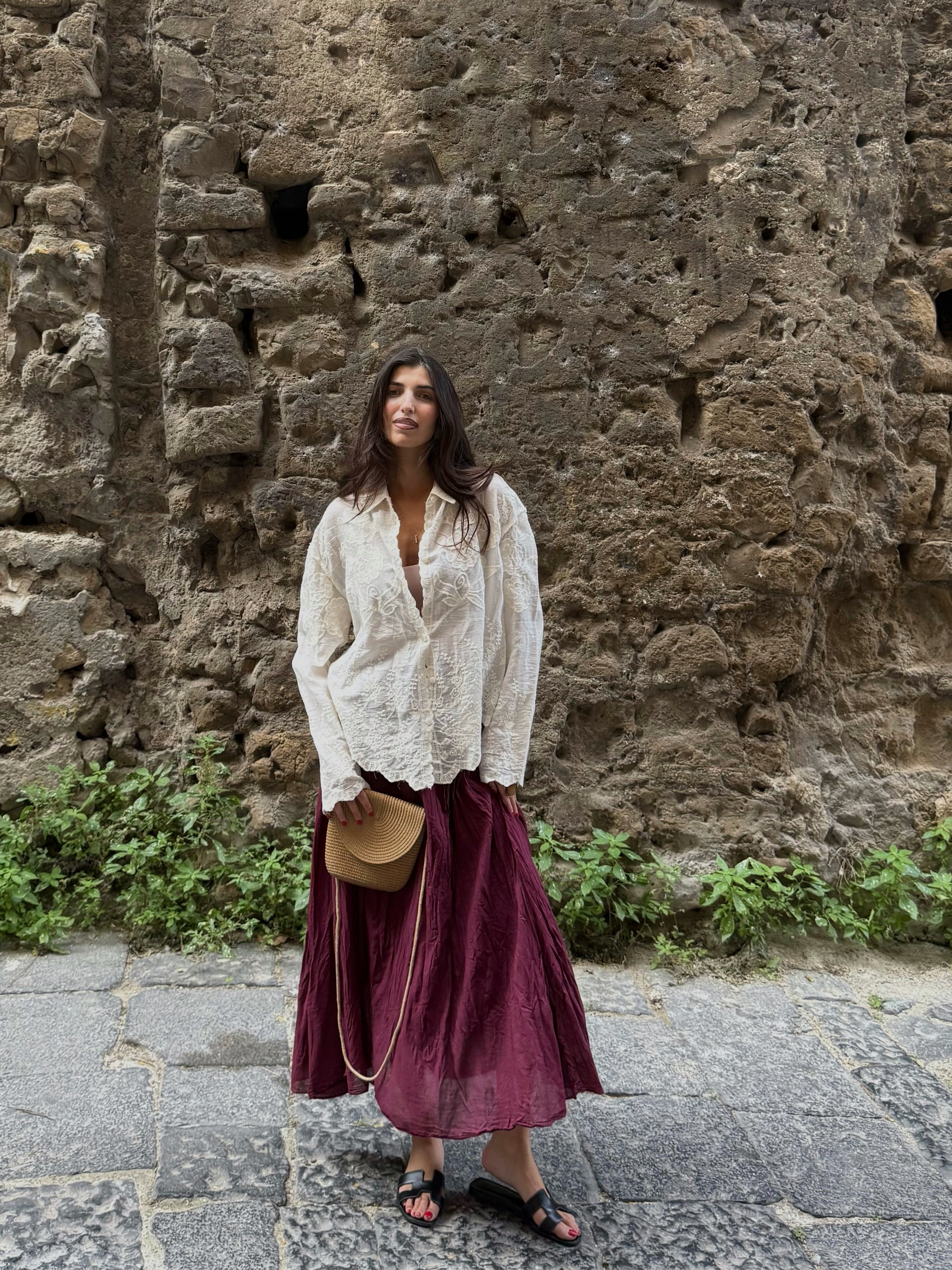 Gonna in cotone bordeaux - LadyB Shop Online