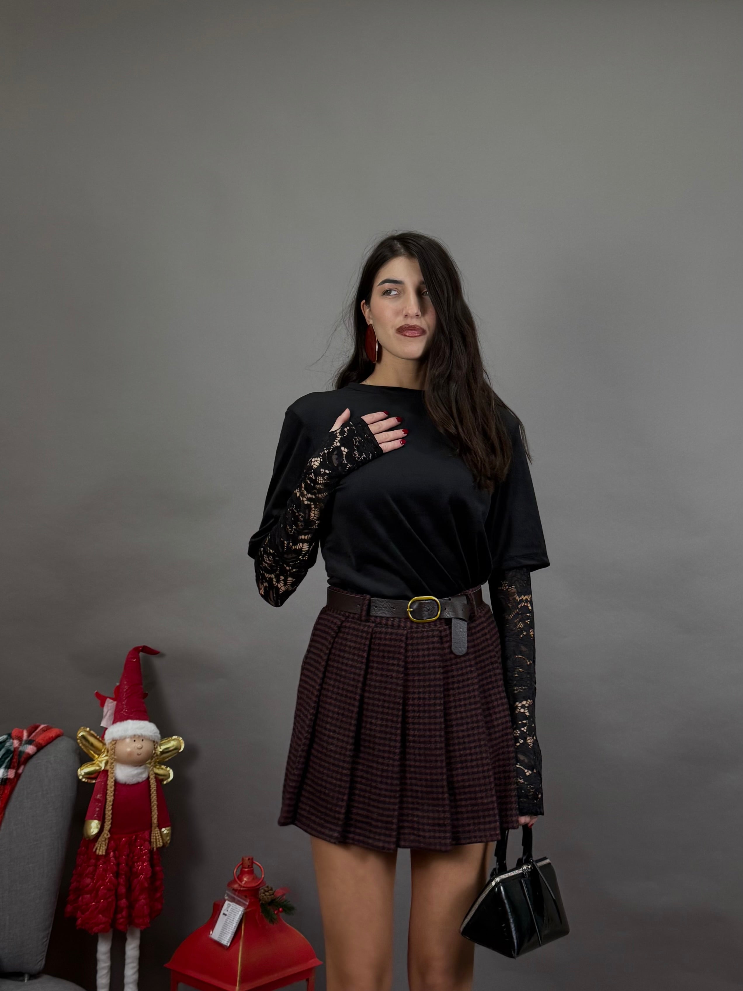 Maxi t-shirt velluto nera
