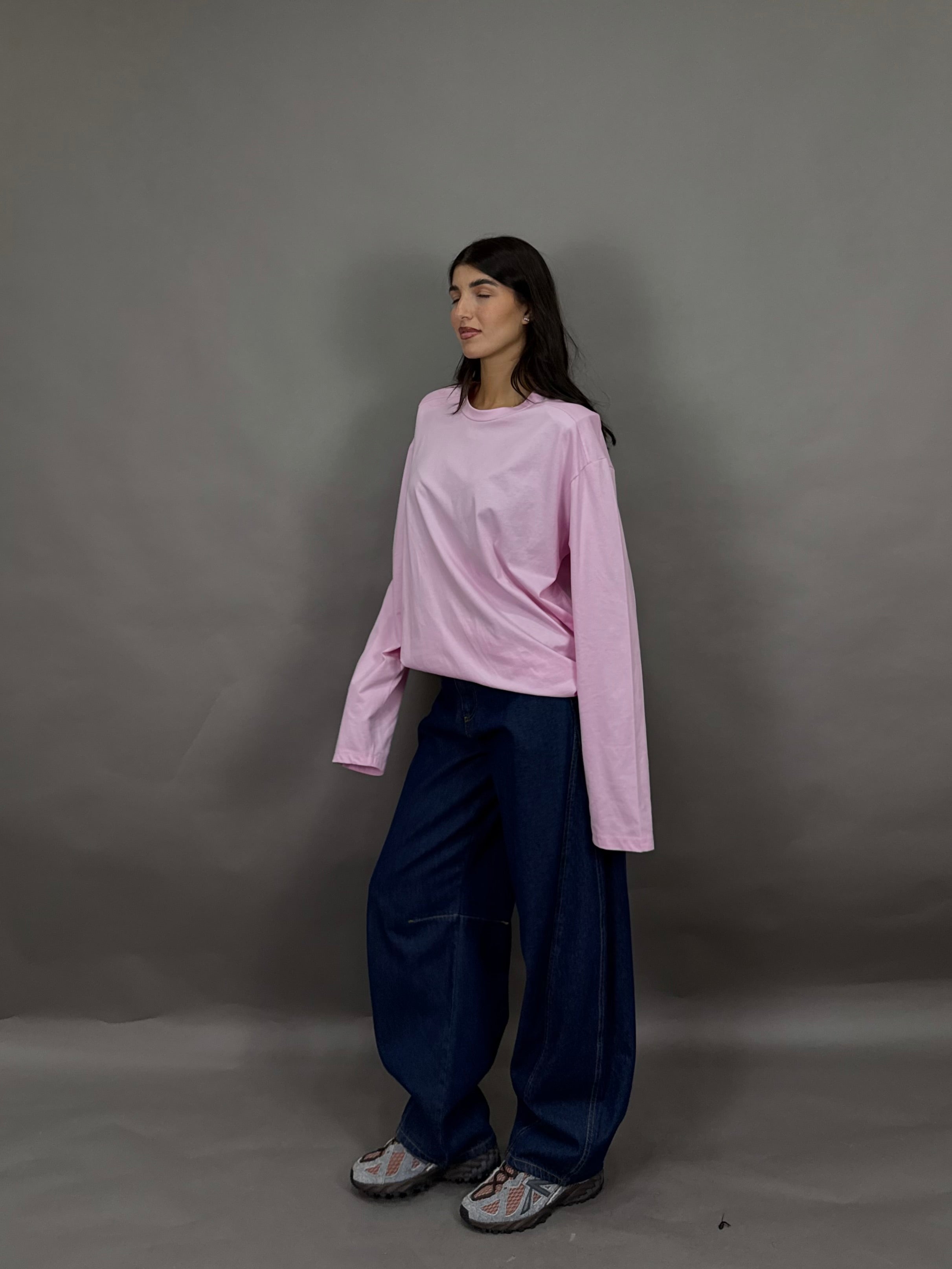 Maglia manica extra lunga rosa