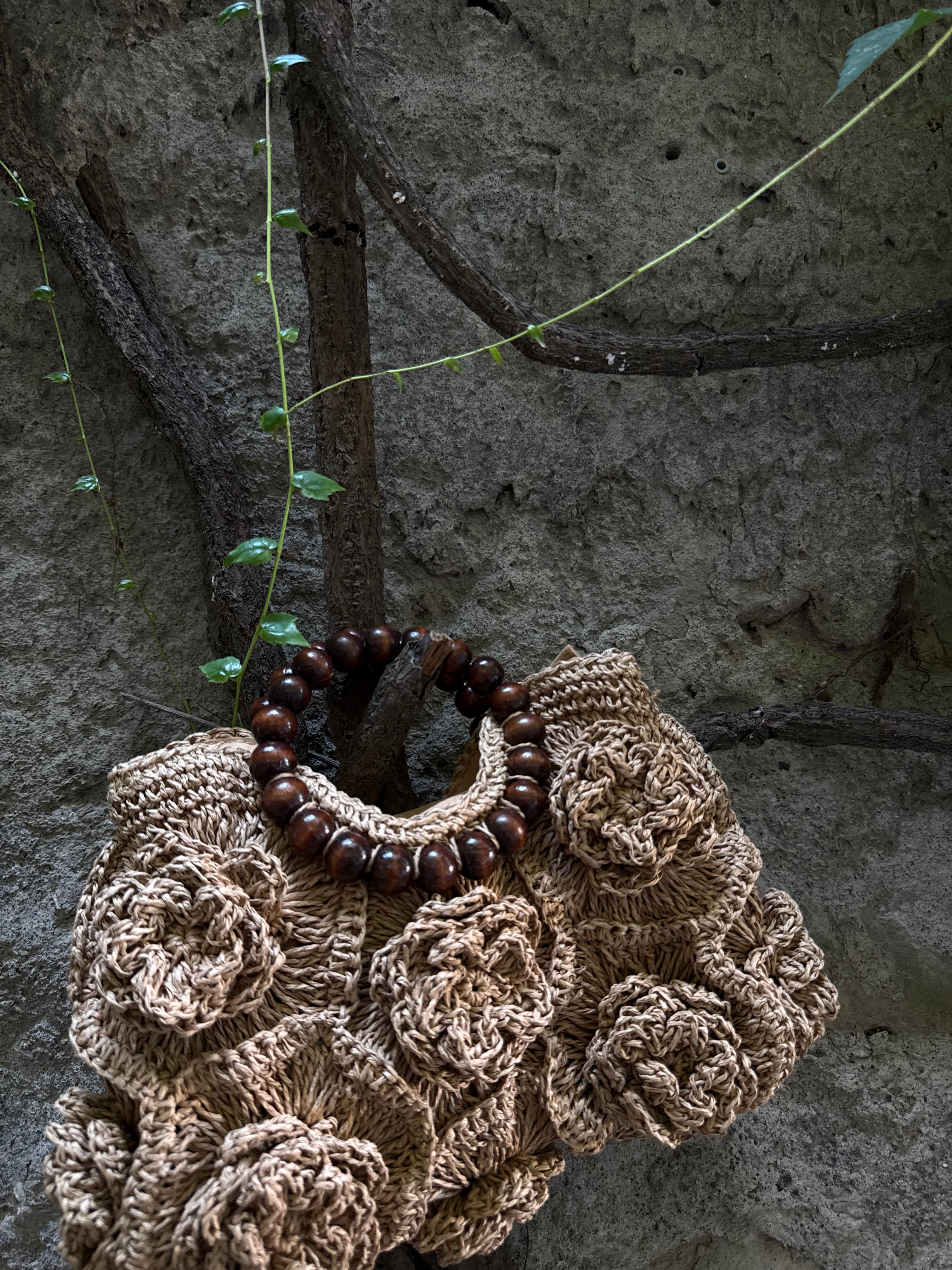 Borsa in paglia fiore