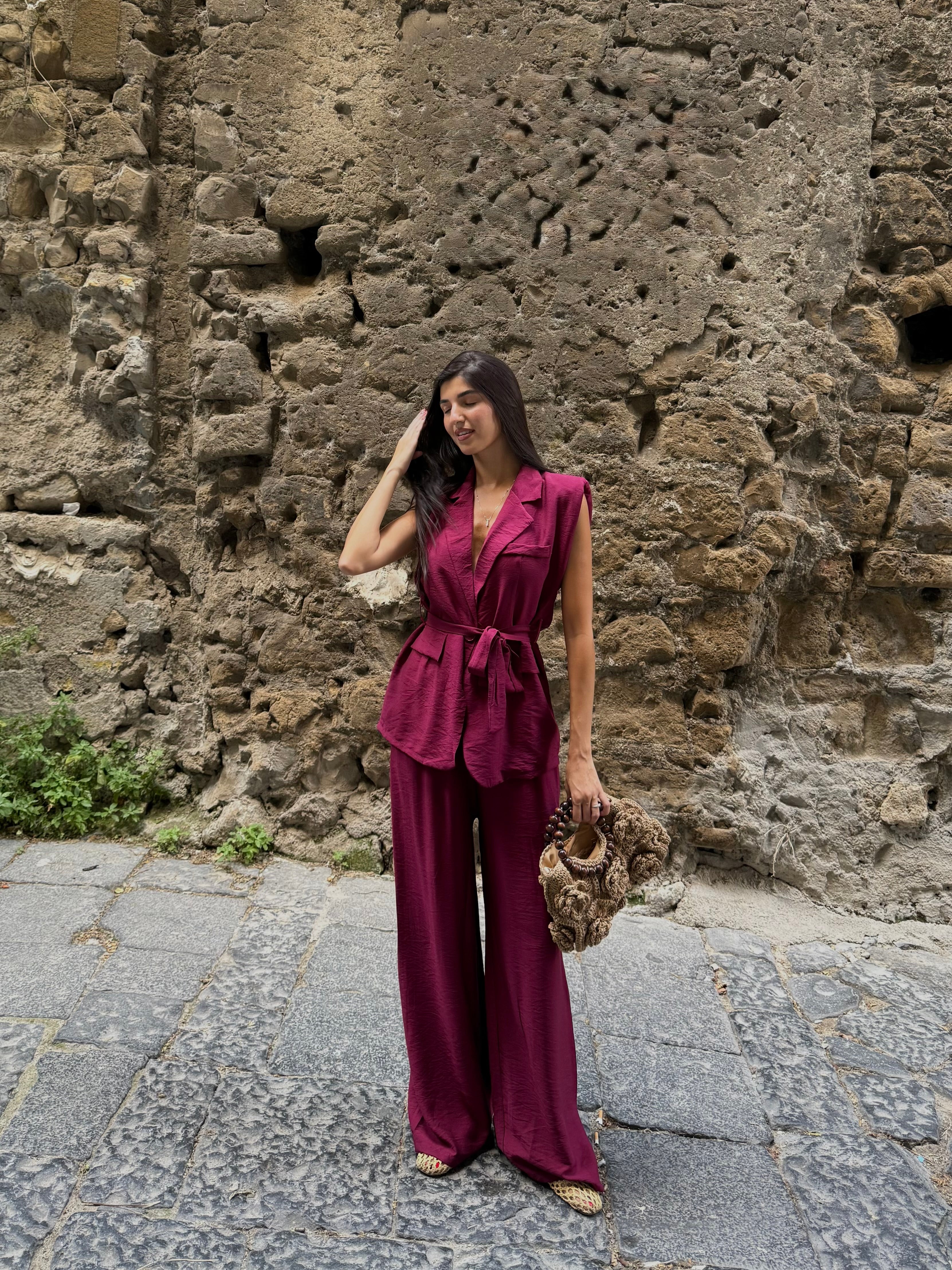 Completo con gilet in viscosa