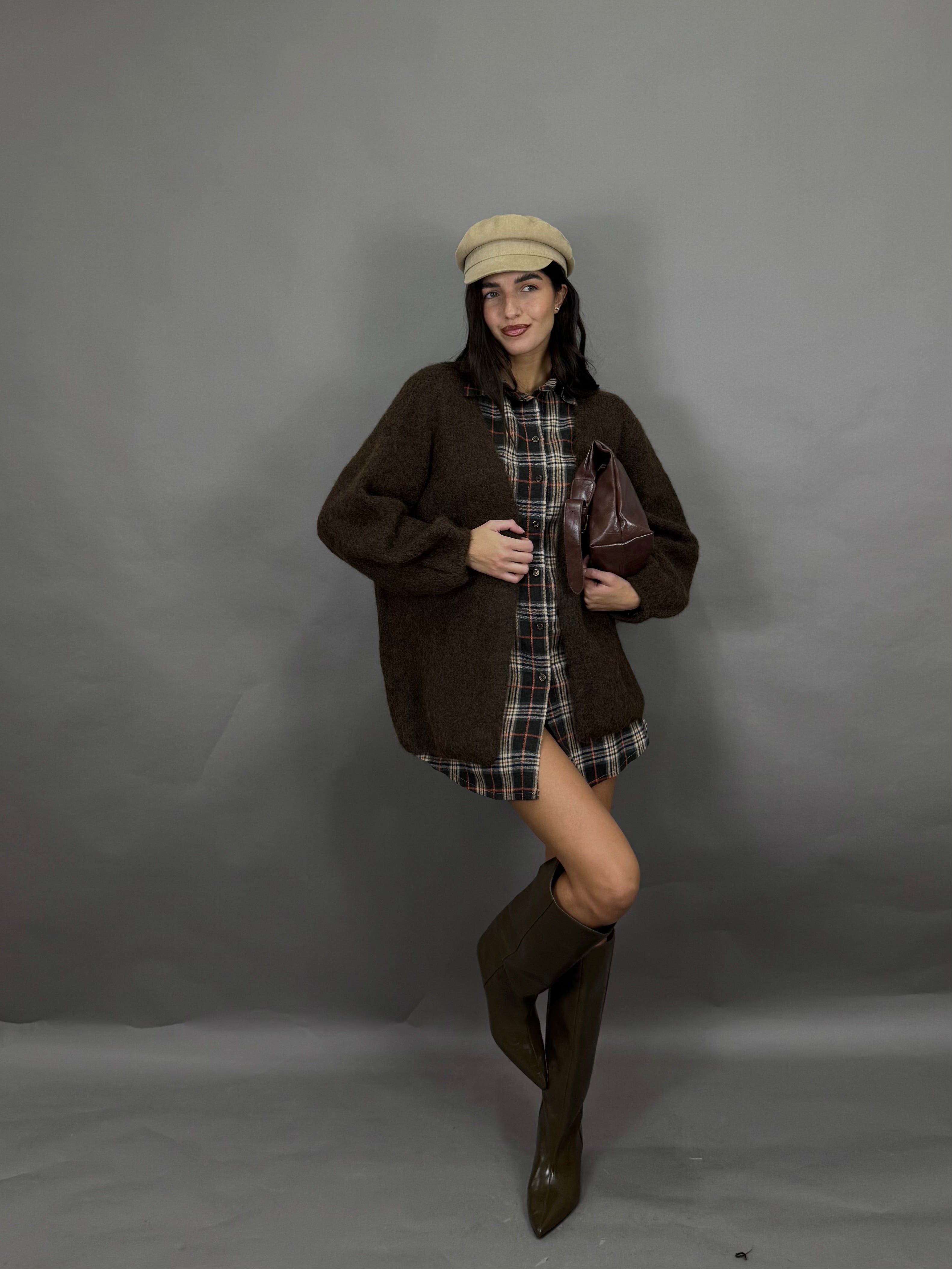 Cardigan lana marrone