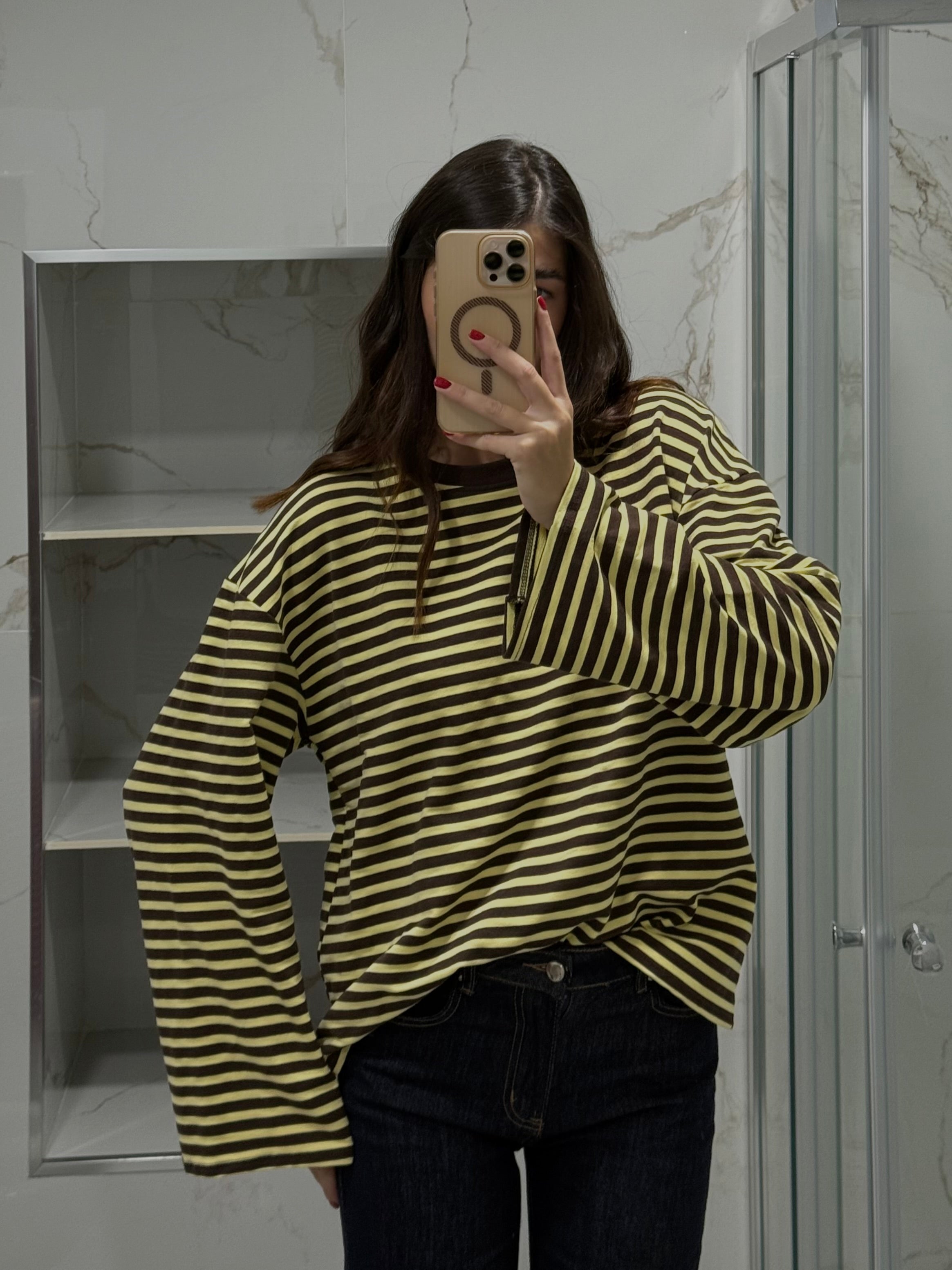 Maglia manica larga gialla