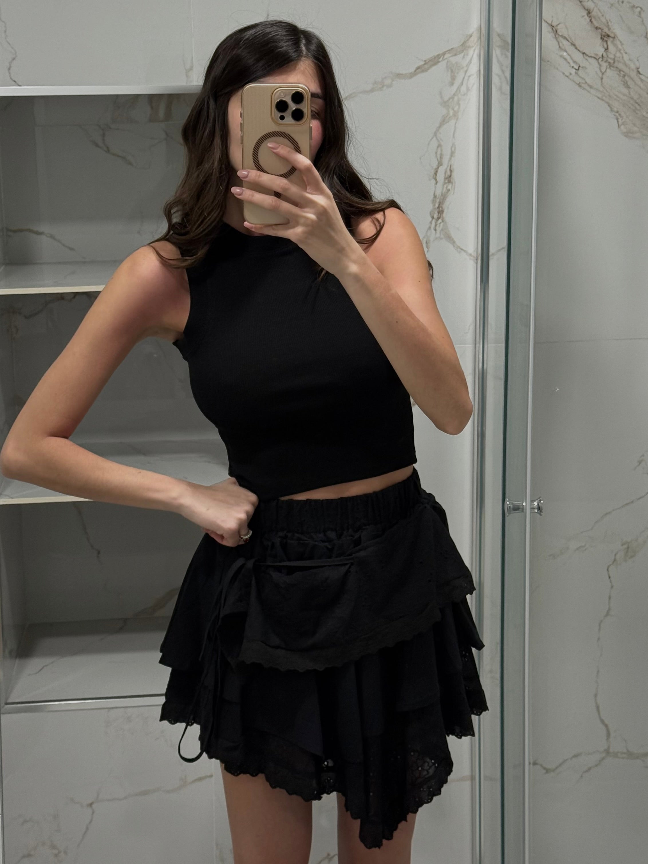 Gonna cotone e pizzo nera - LadyB Shop Online