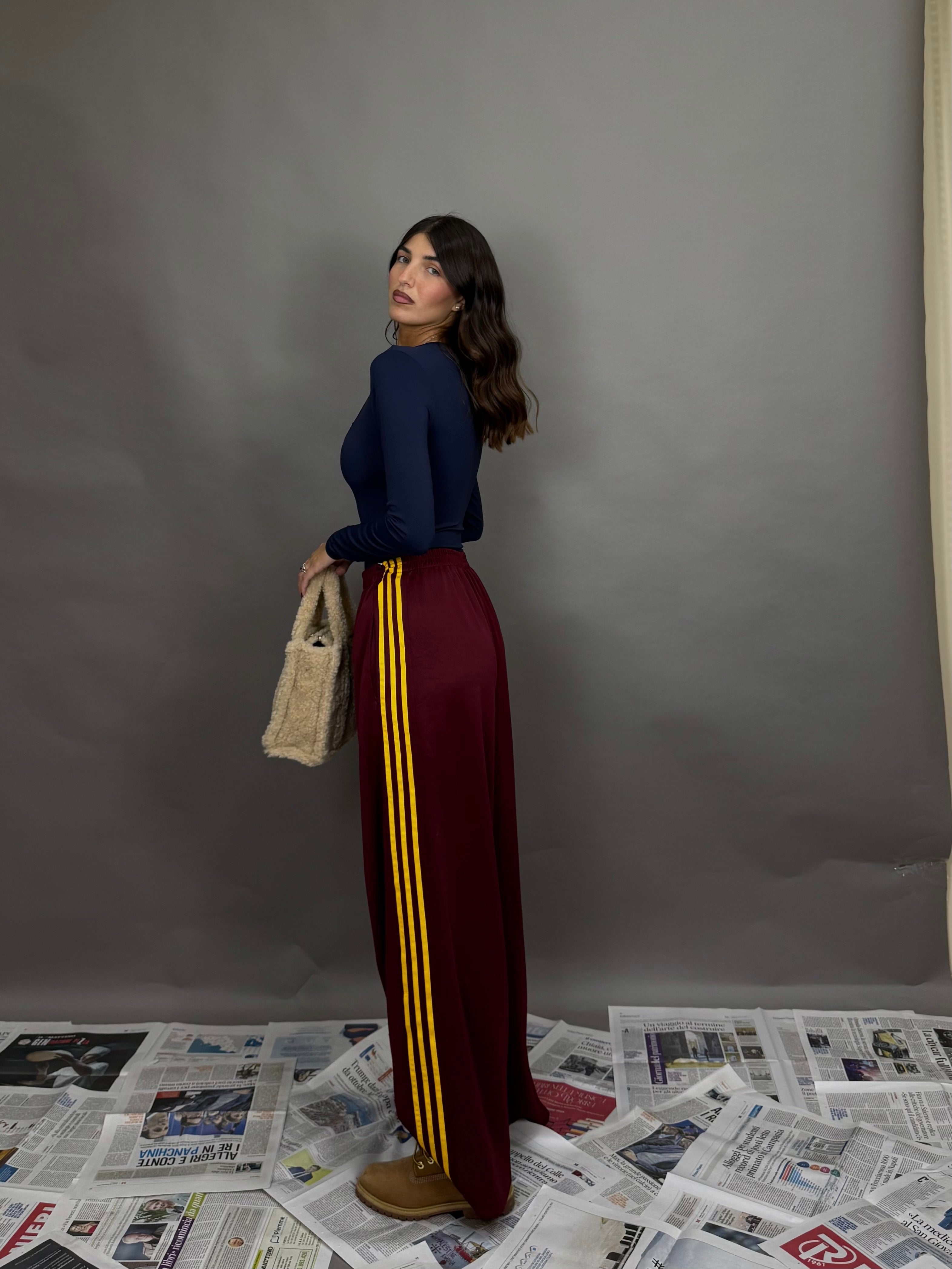 Pantalone tuta bordeaux