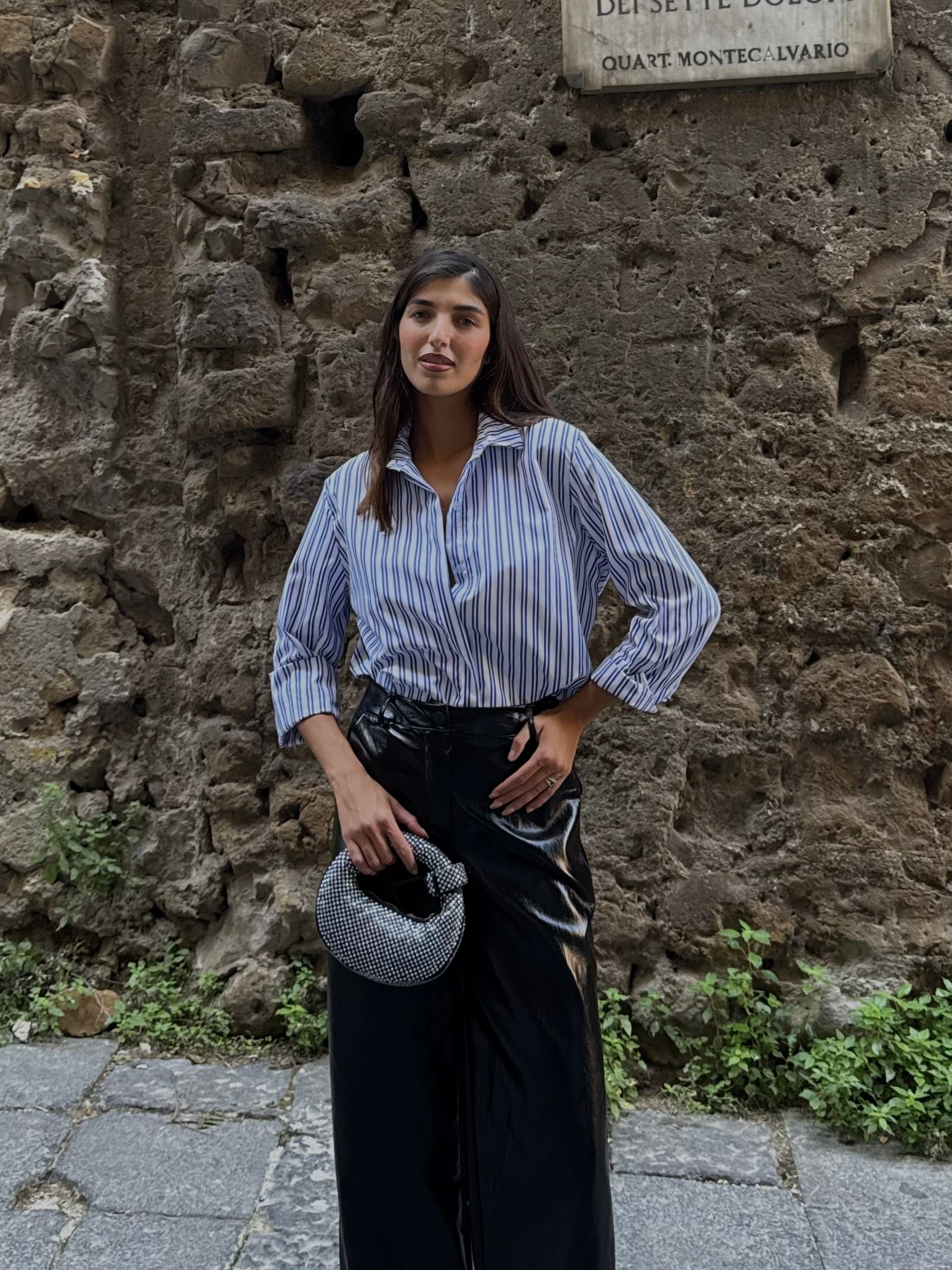 Camicia righe azzurra