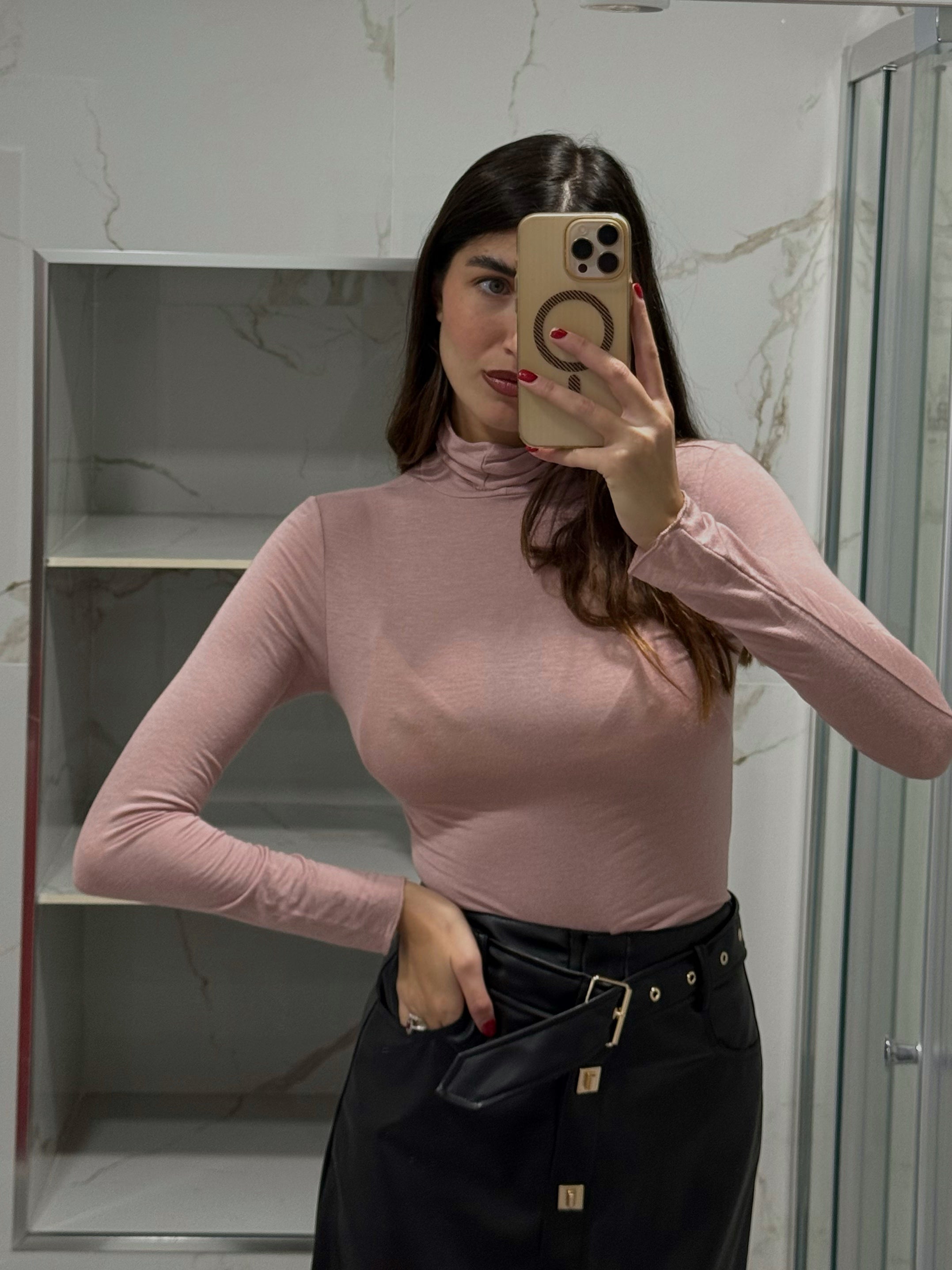 Maglia misto cachemire rosa