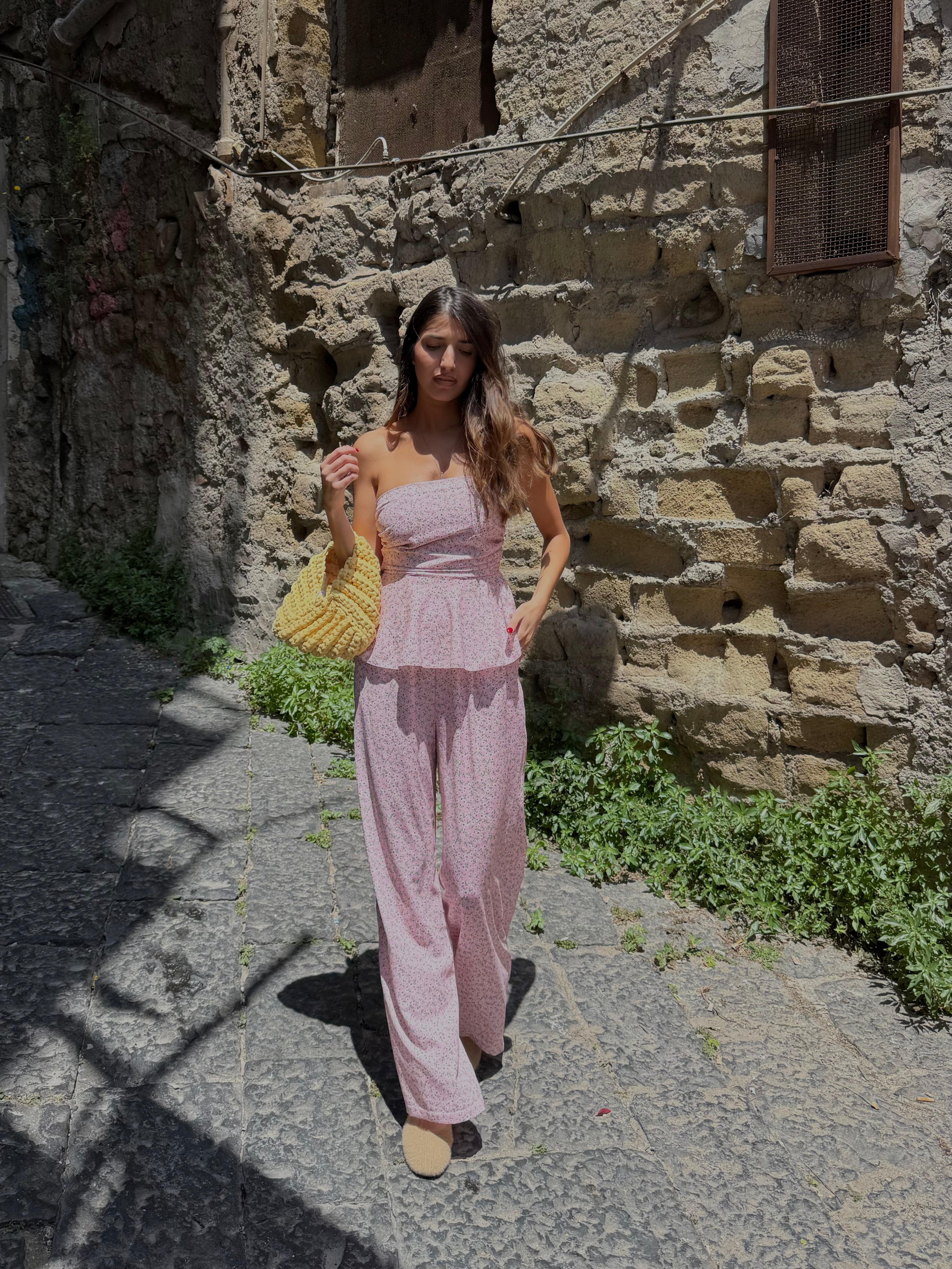 Cord set Amalfi fiori rosa - LadyB Shop Online