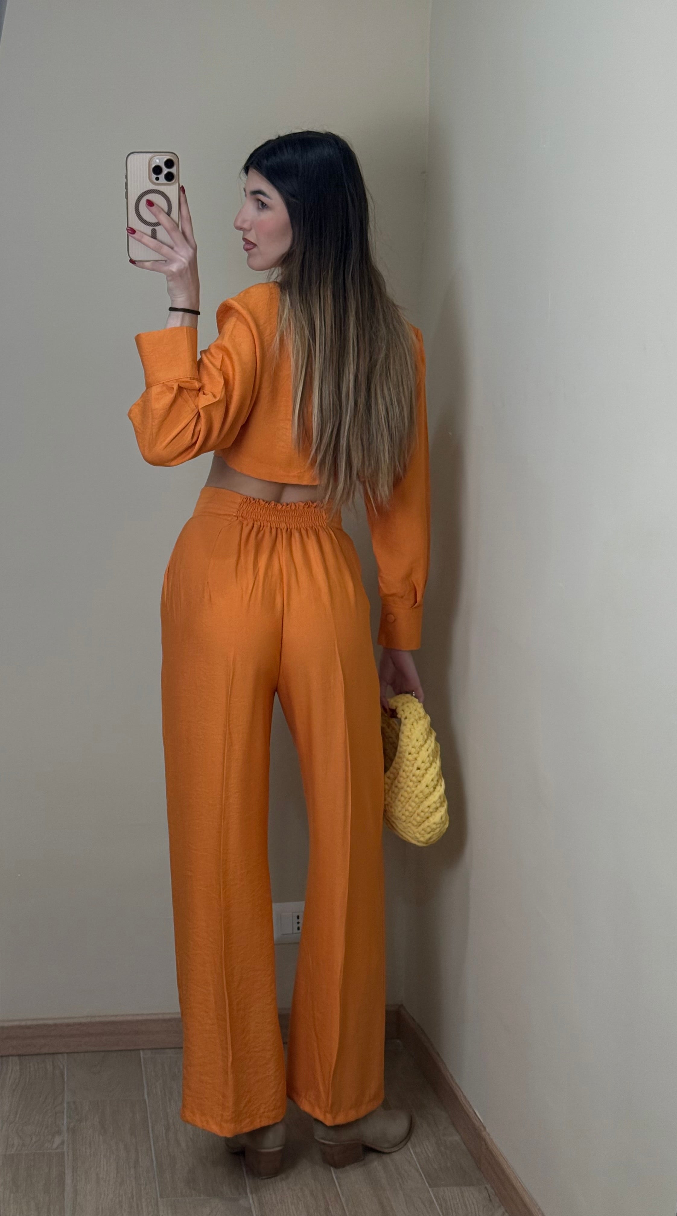 Coordinato misto lino arancio - LadyB Shop Online