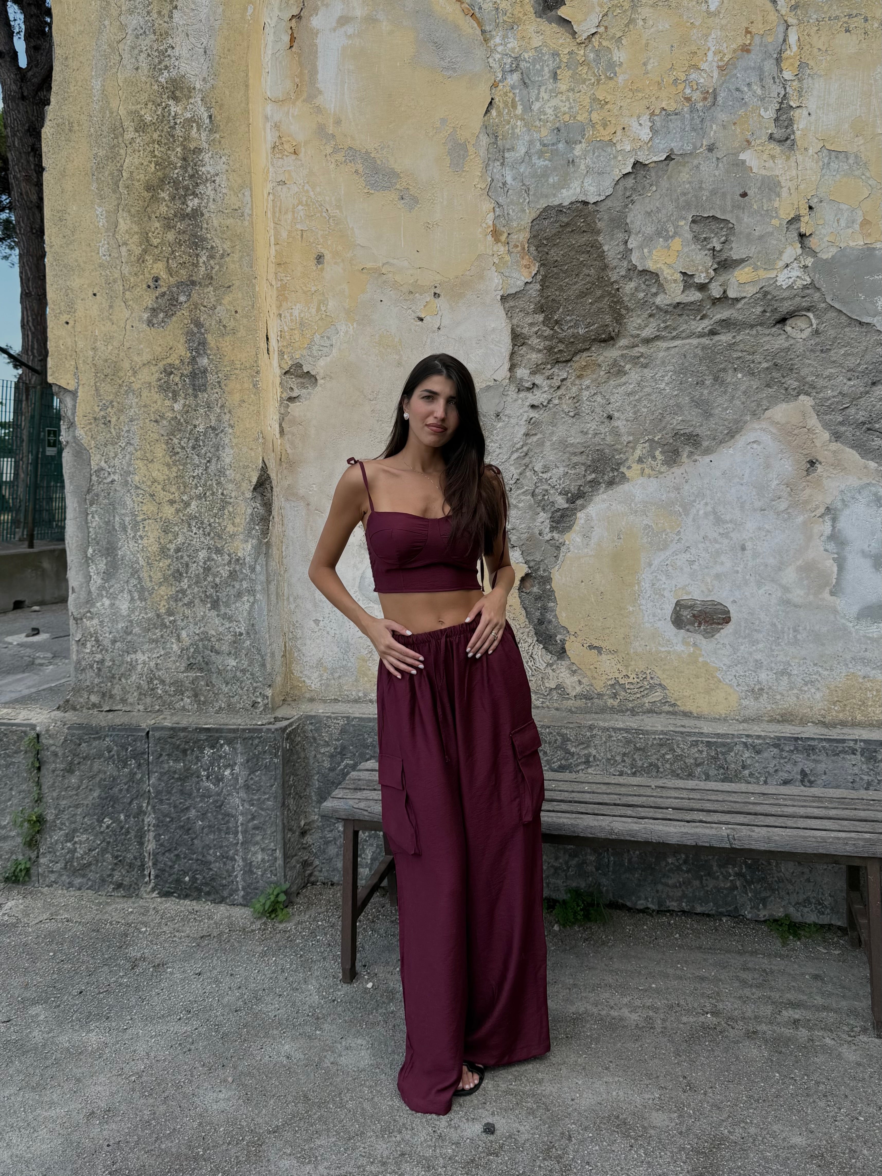 Coordinato cargo bordeaux - LadyB Shop Online