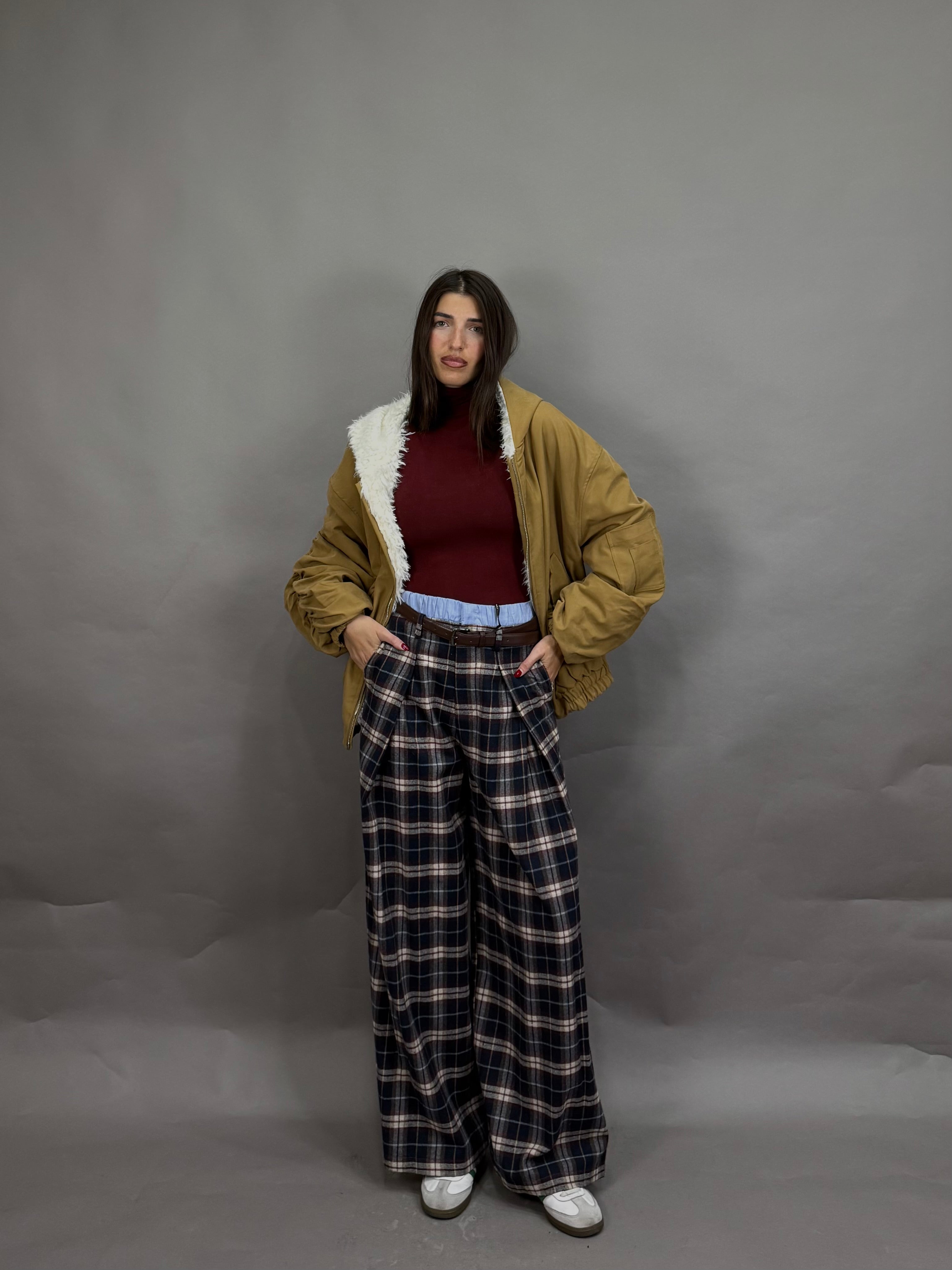 Pantalone quadri lumina blu