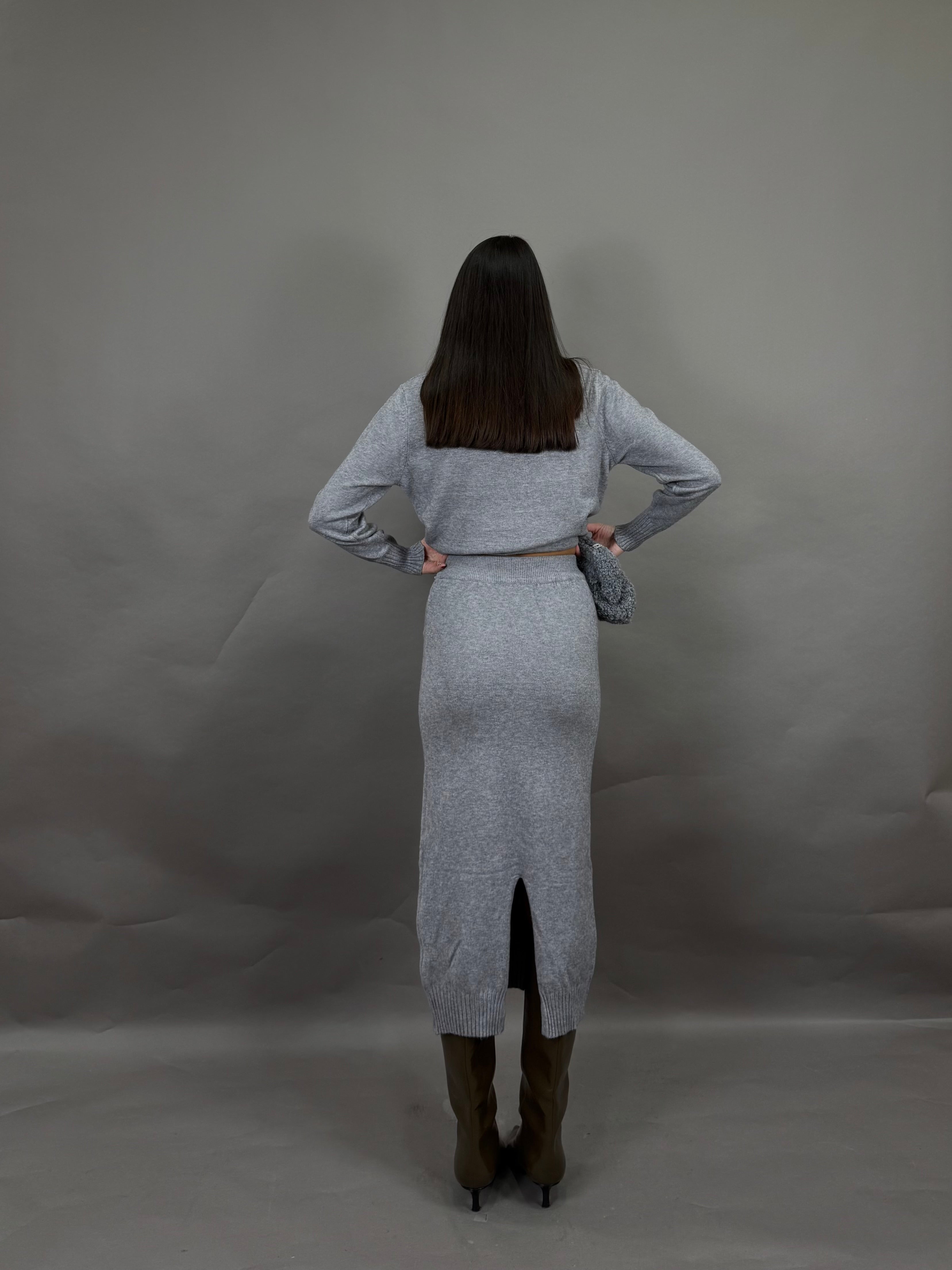 Coordinato lana rasata grigio