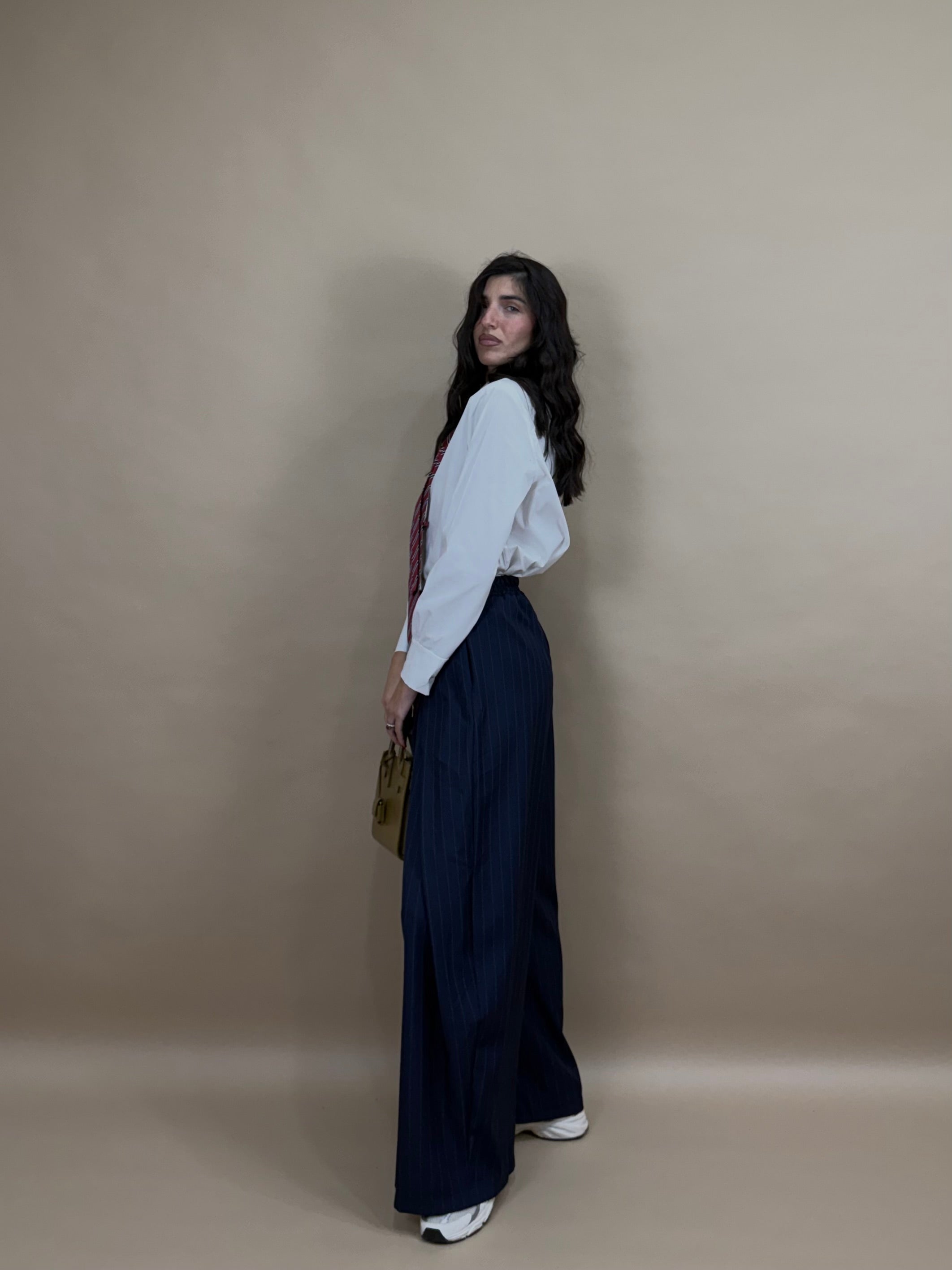 Pantalone gessato blu
