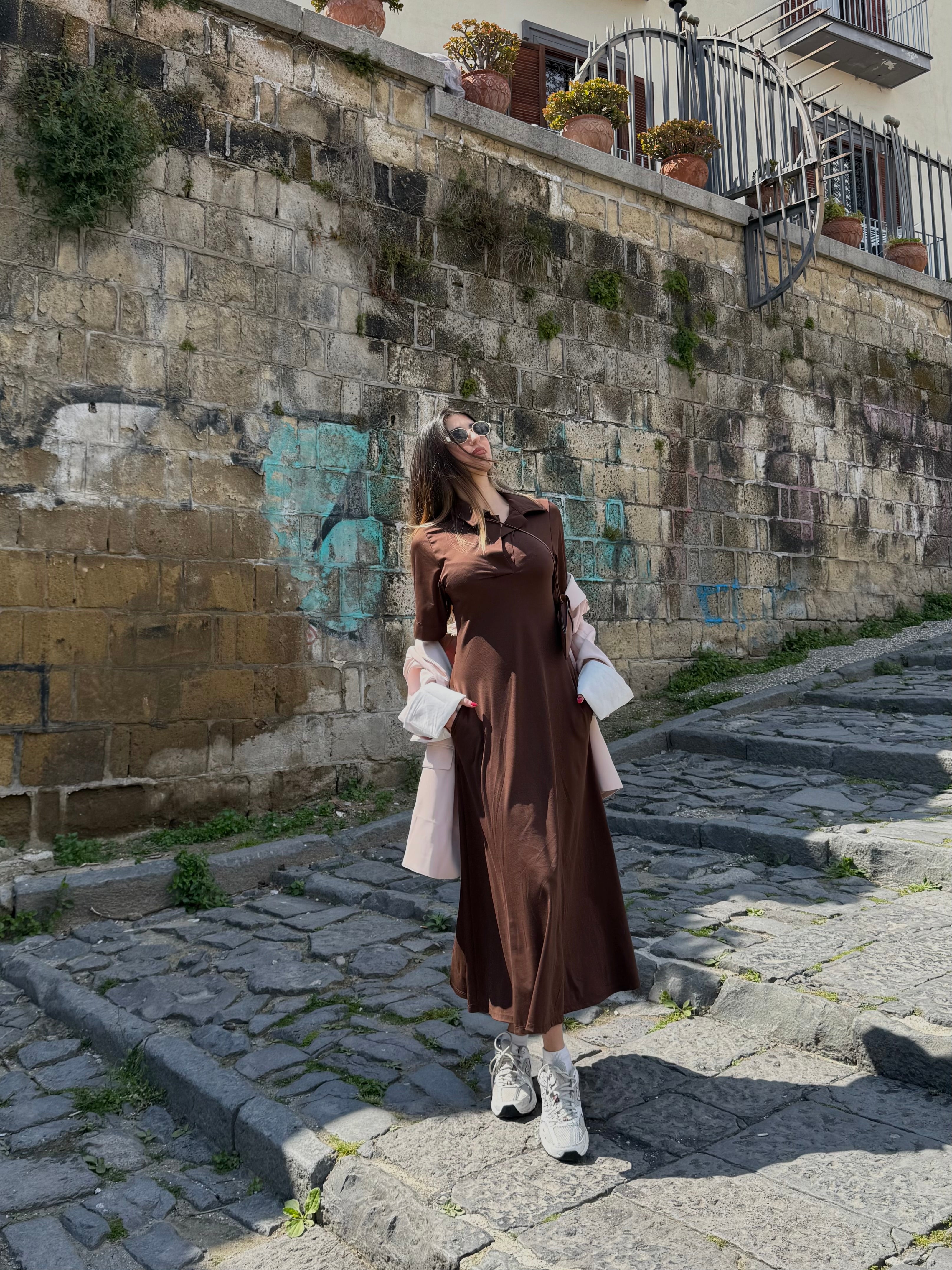 Dress maxi polo marrone - LadyB Shop Online