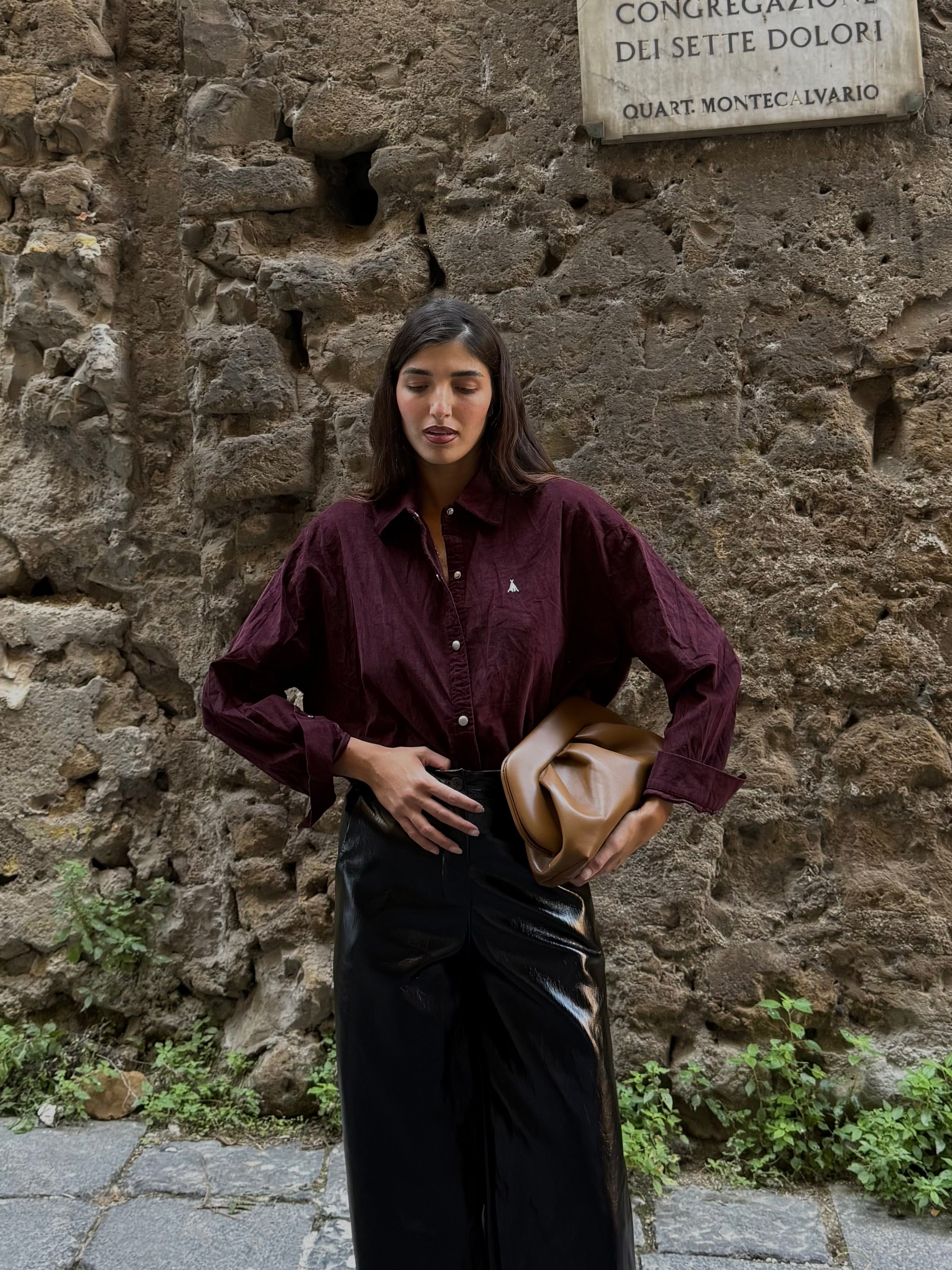 Camicia velluto bordeaux