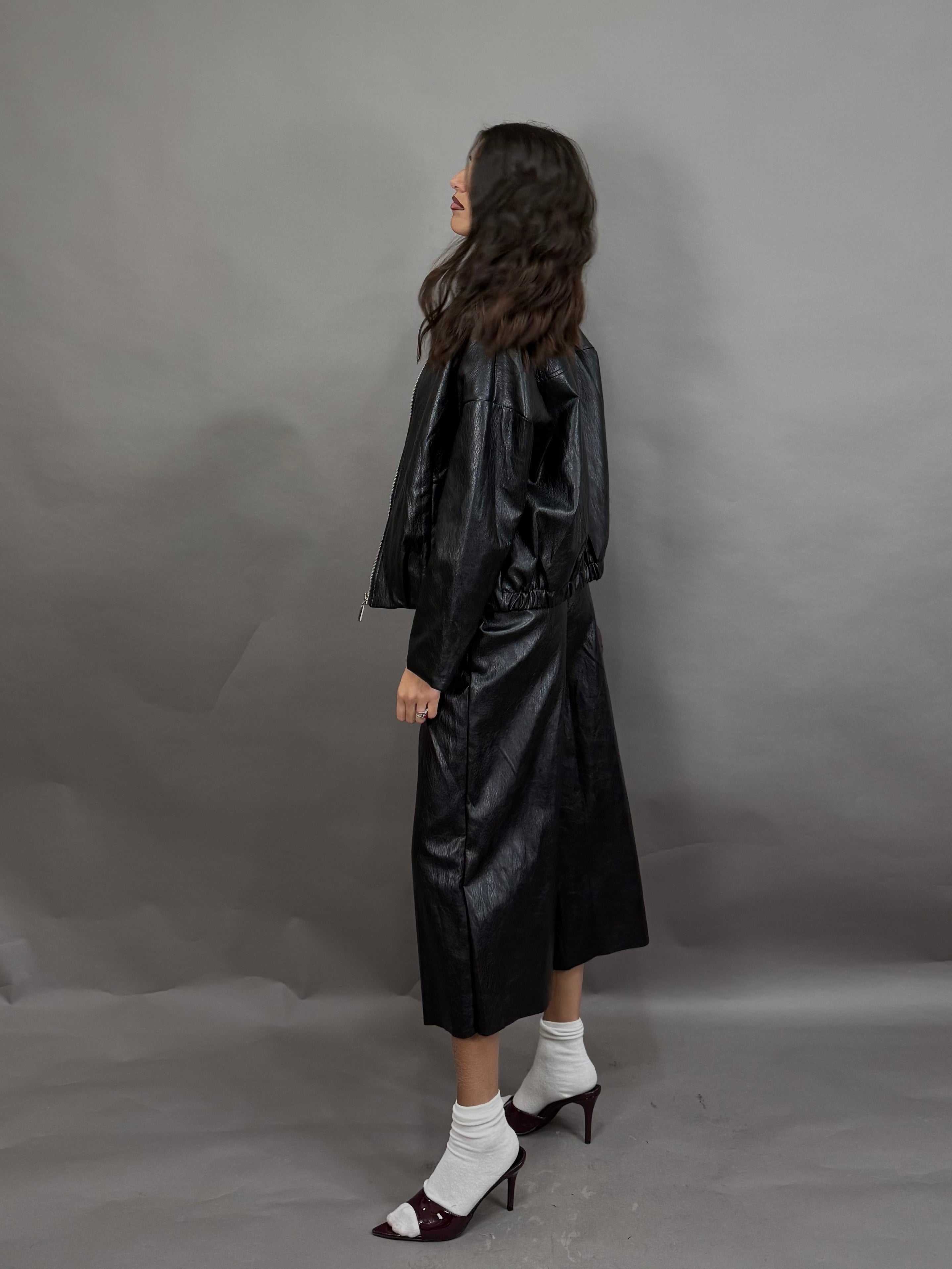 Maxi bermuda in ecopelle