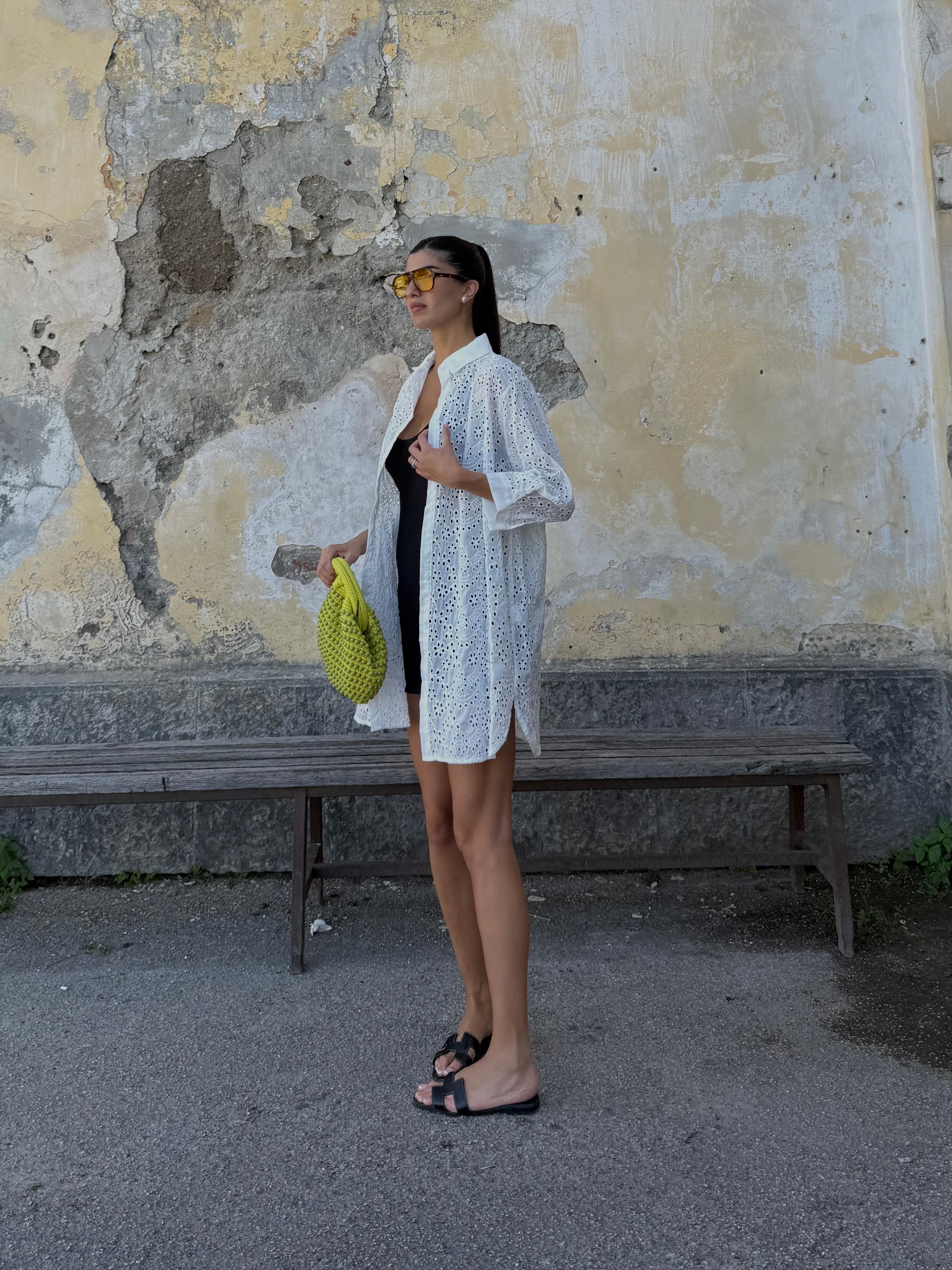 Maxi camicia sangallo