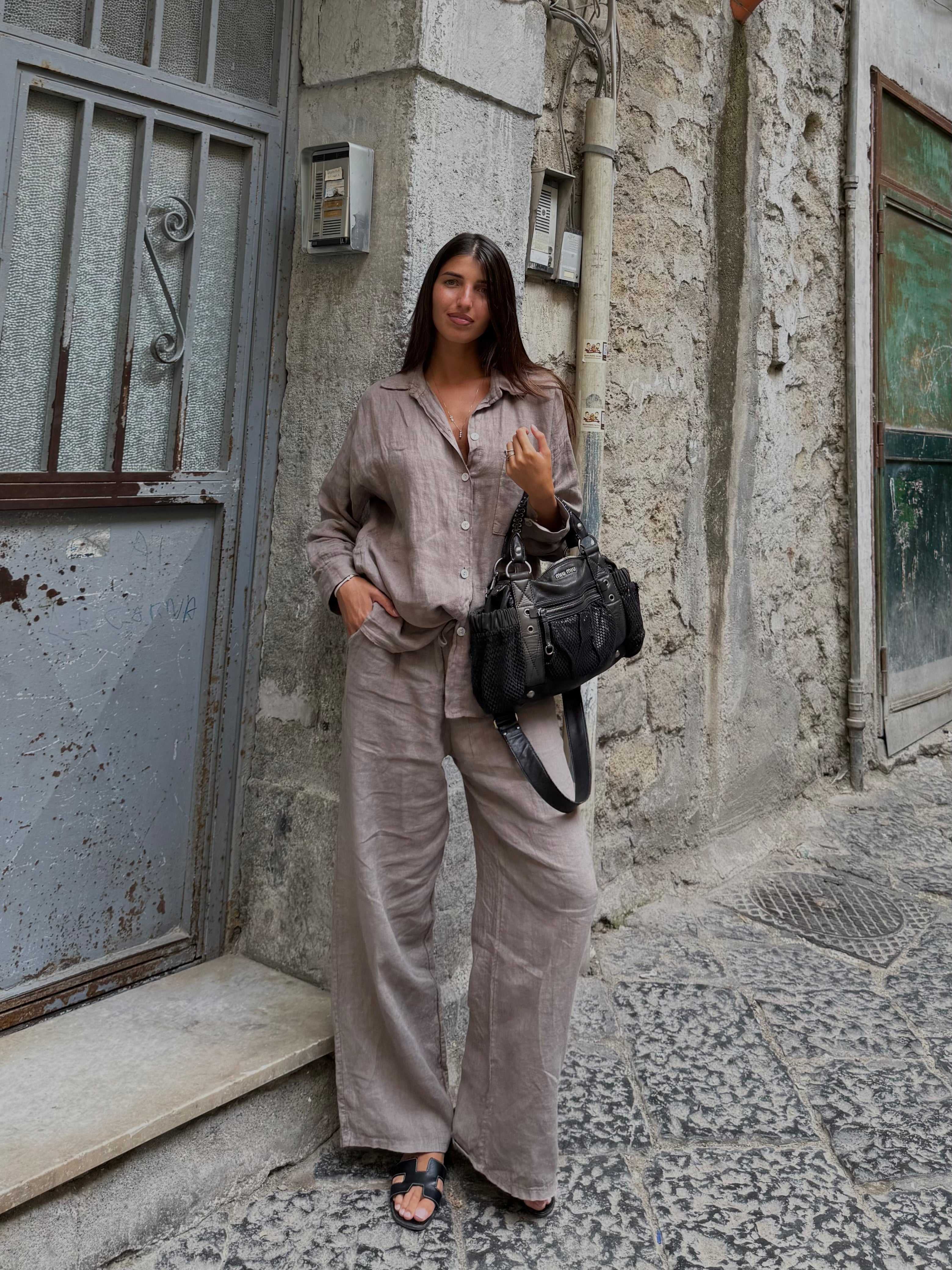 Pantalone lino fango - LadyB Shop Online