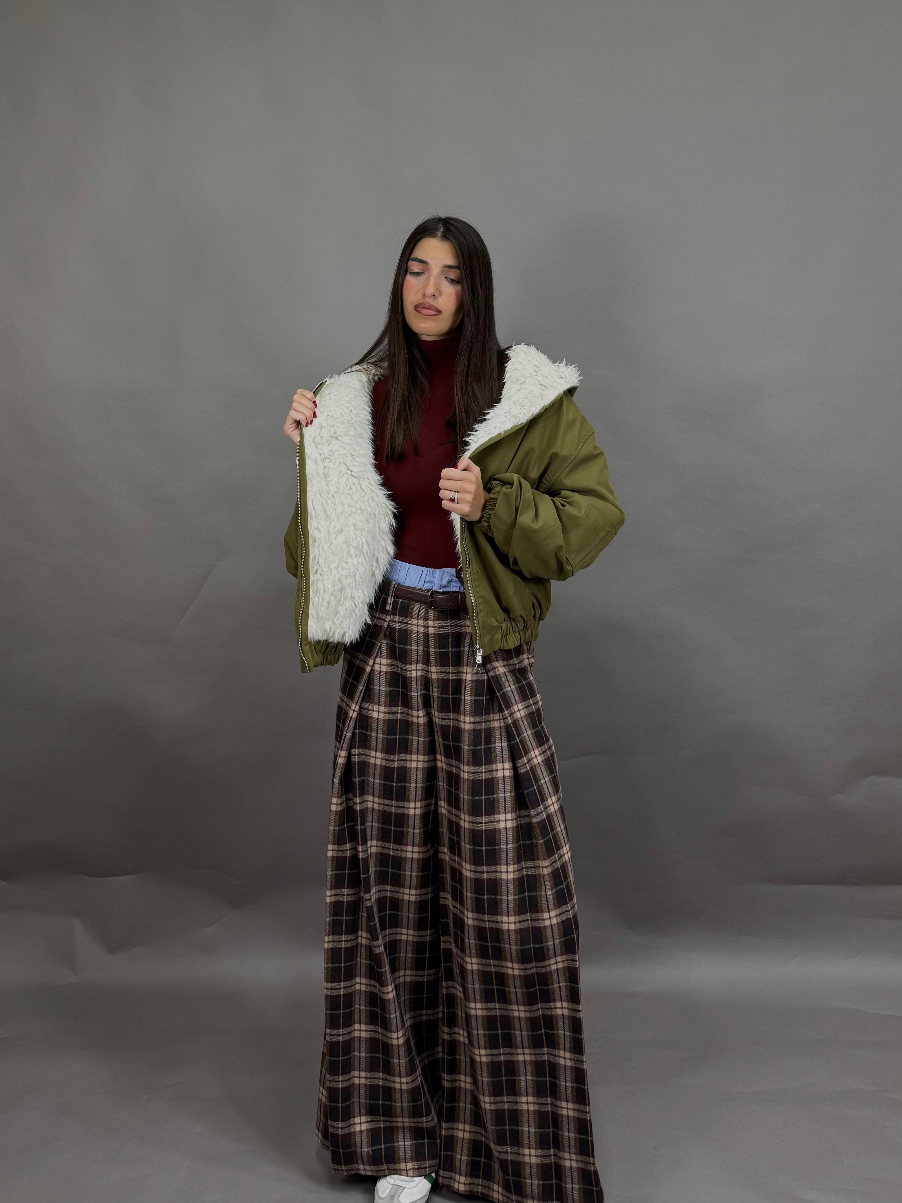 Pantalone quadri lumina bordeaux