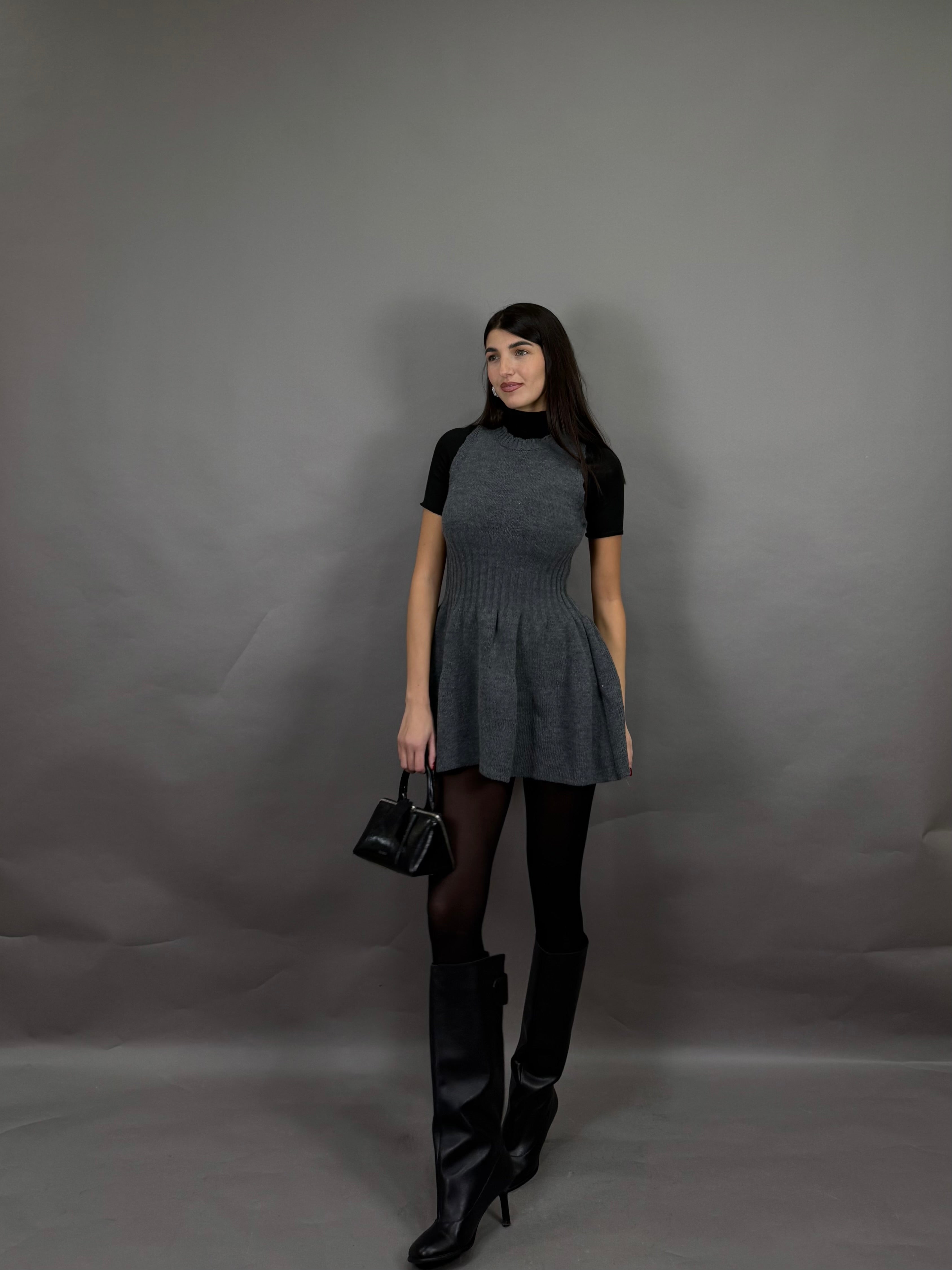 Dress lana rasata grigio