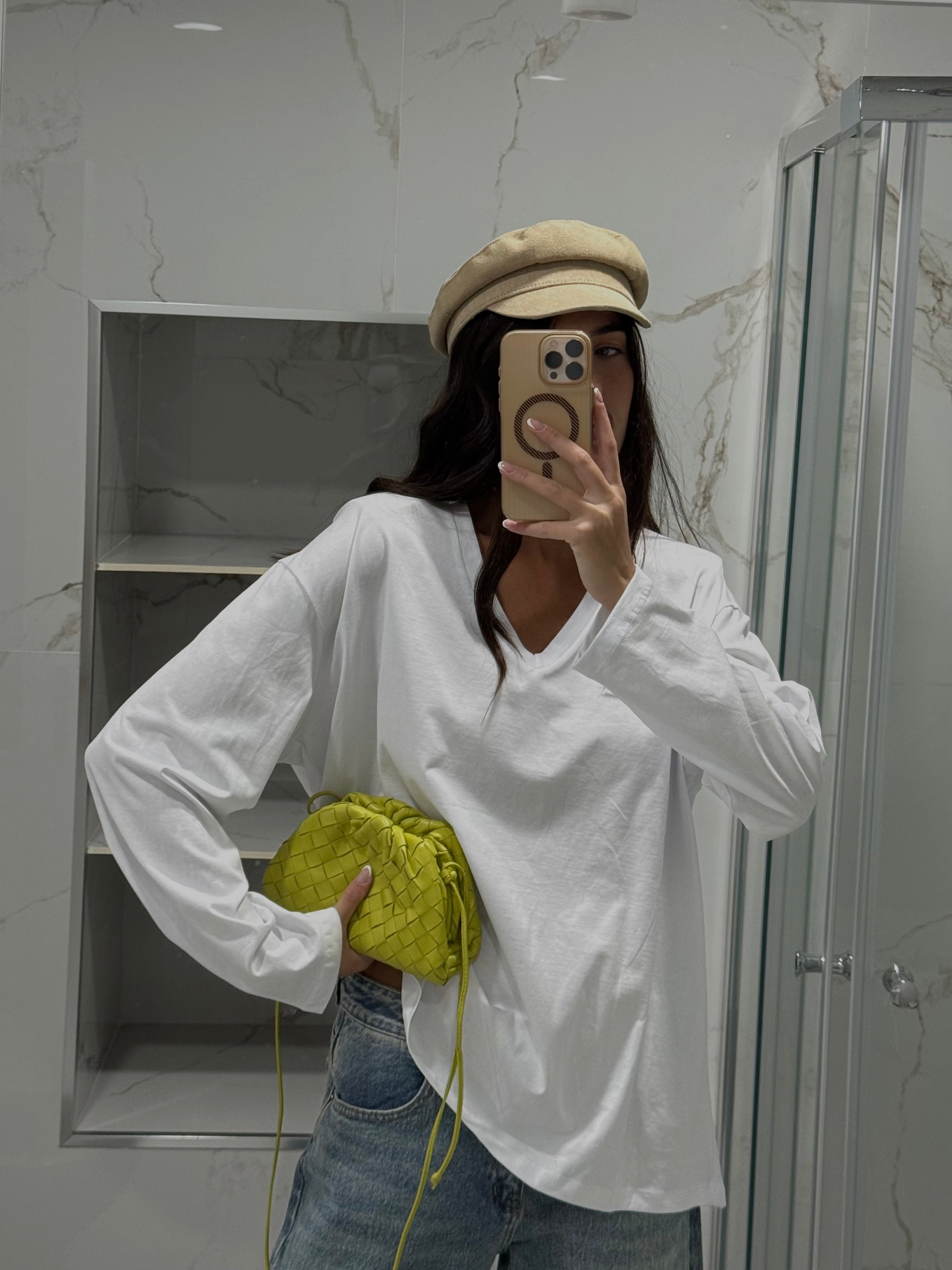 Maglia just west V bianca