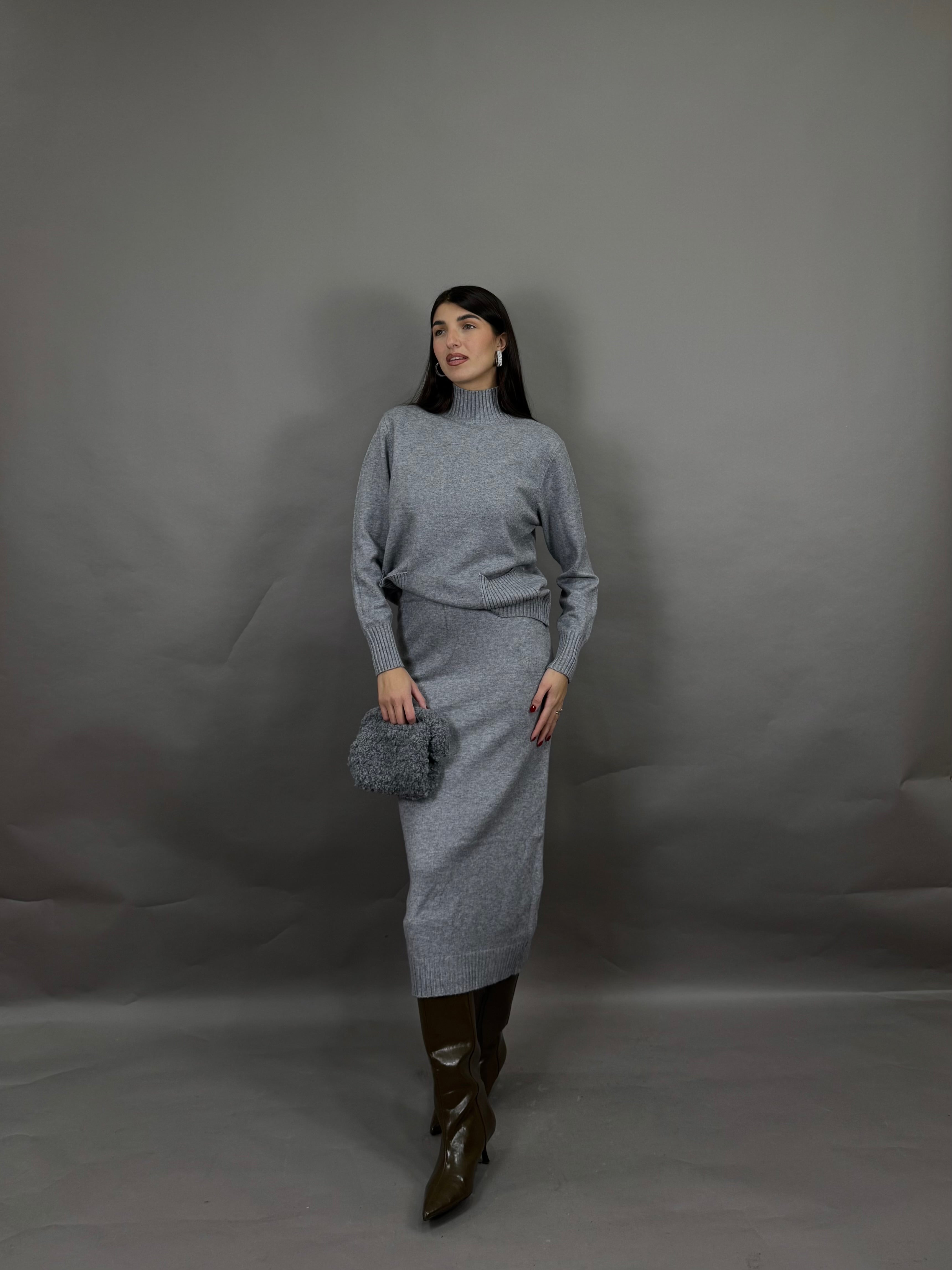 Coordinato lana rasata grigio