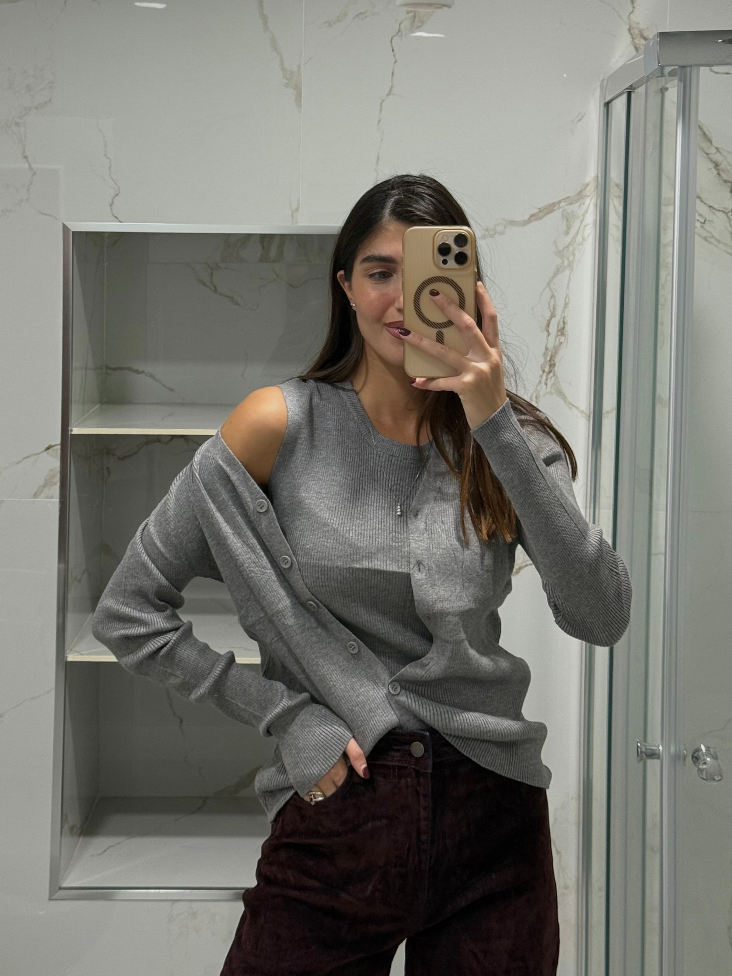 Canotta + cardigan grigio