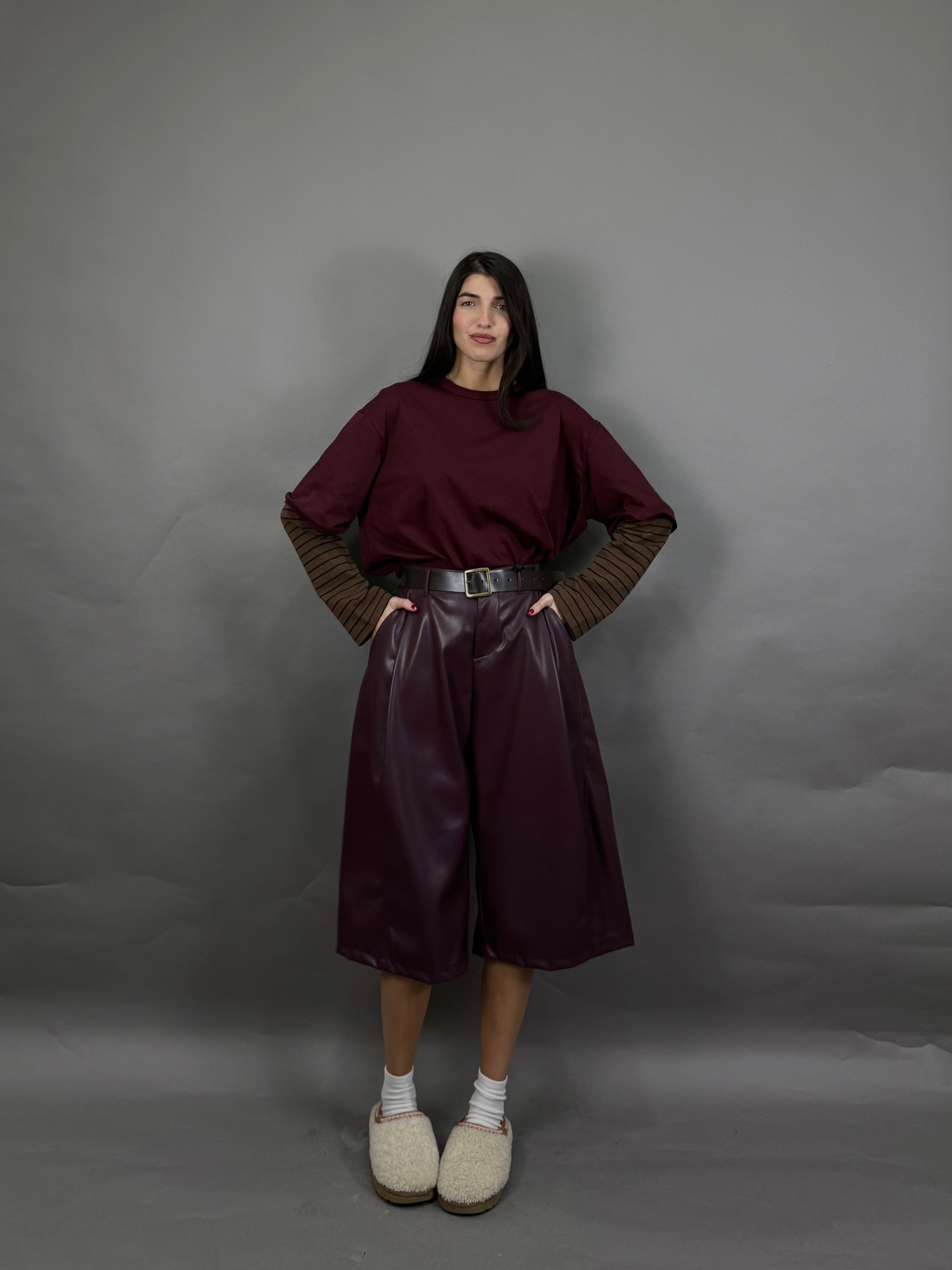 Maxi bermuda ecopelle