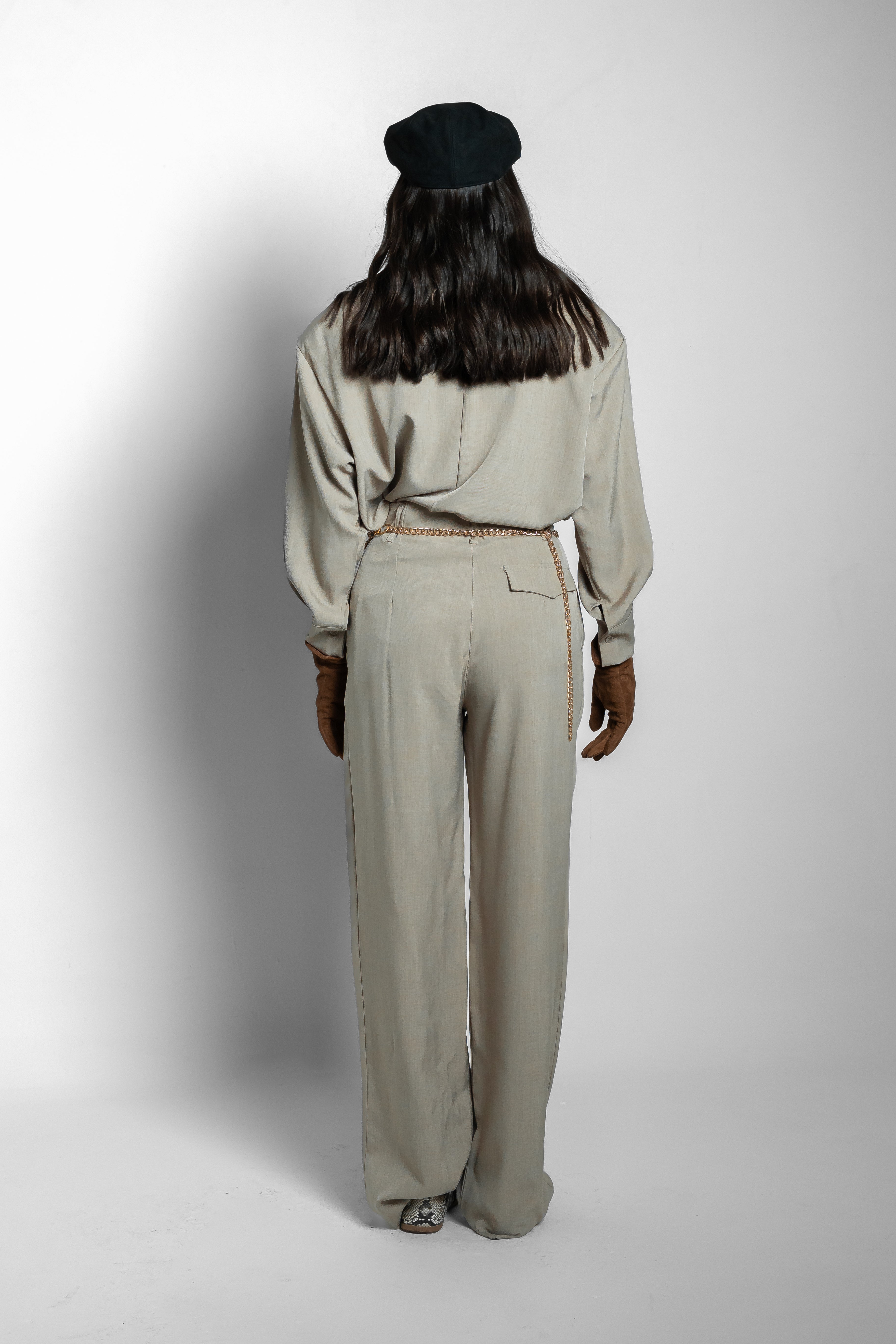 Pantalone taglio sartoriale fango