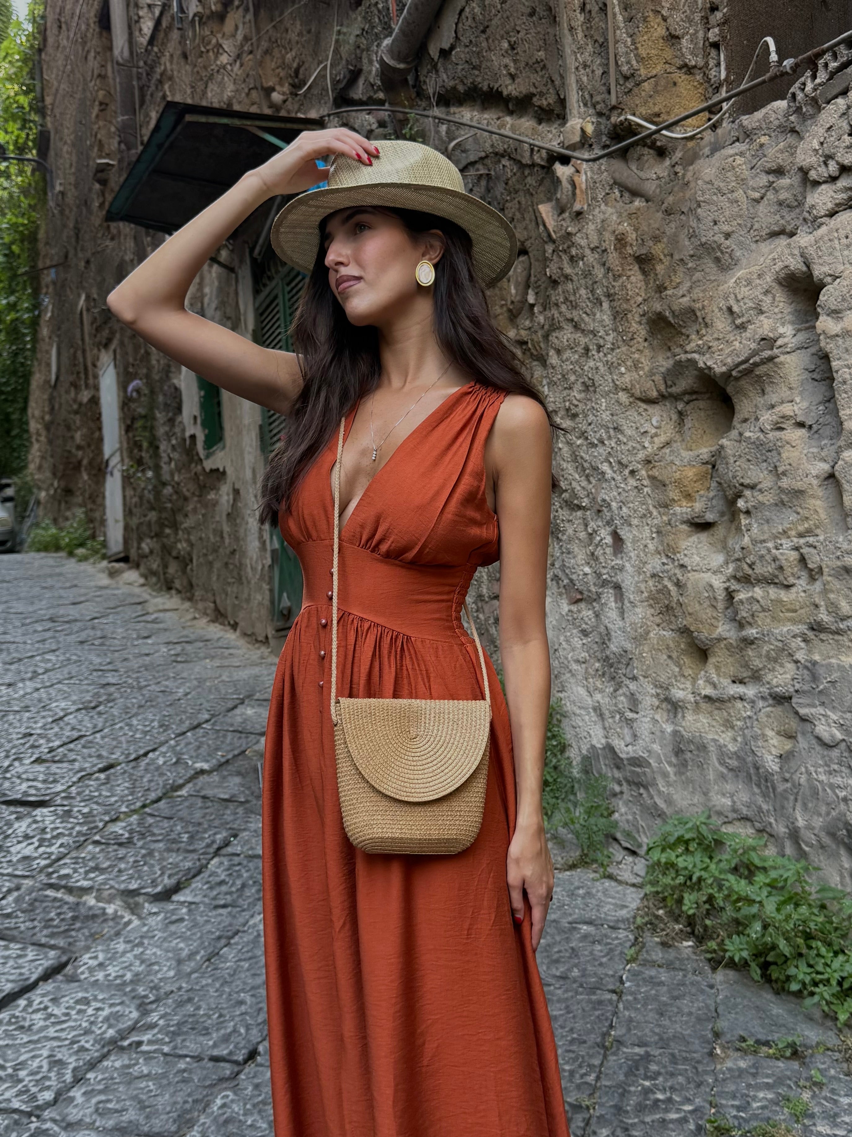 Tracolla in paglia scura - LadyB Shop Online