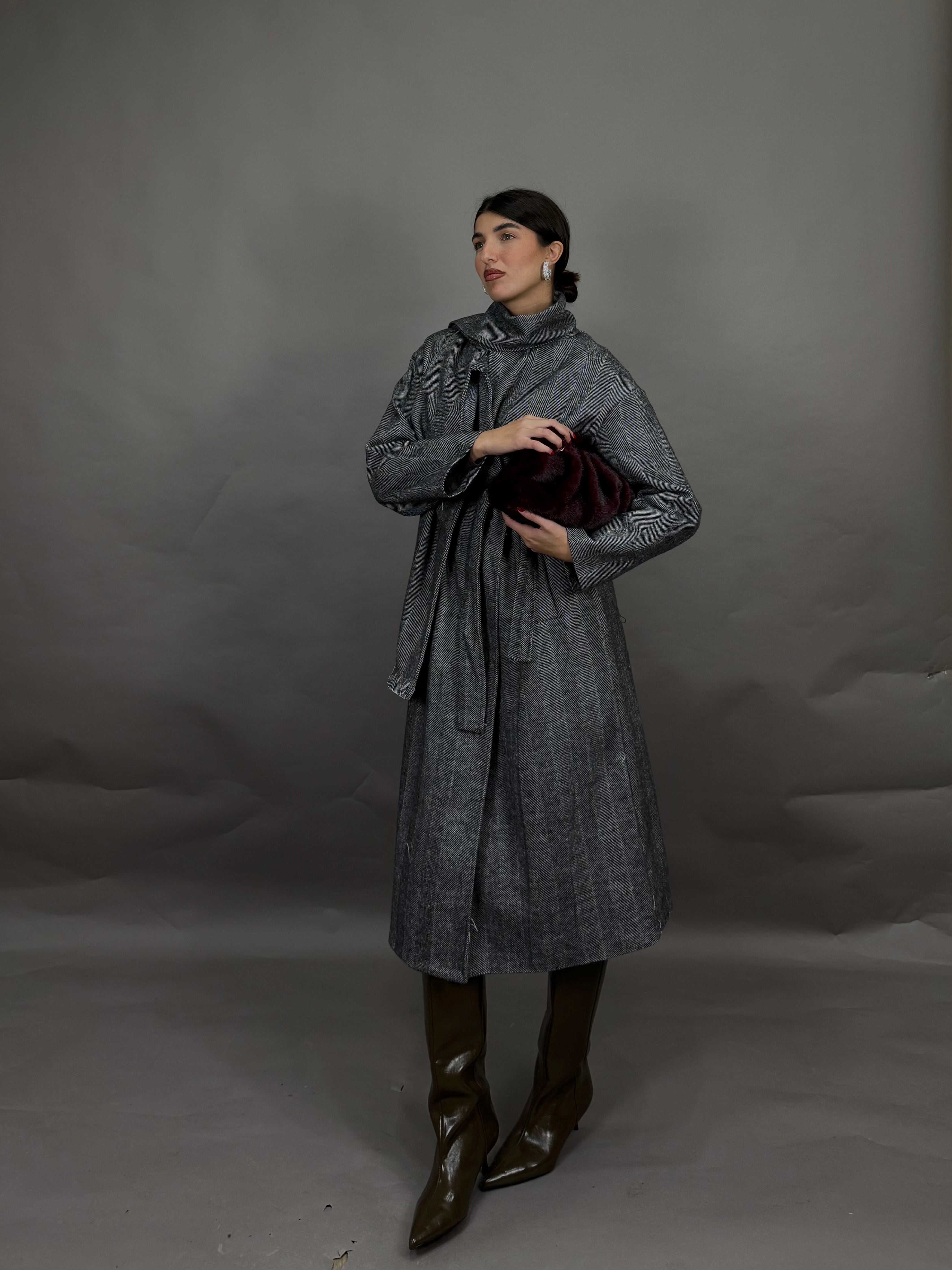 Cappotto sciarpa nero