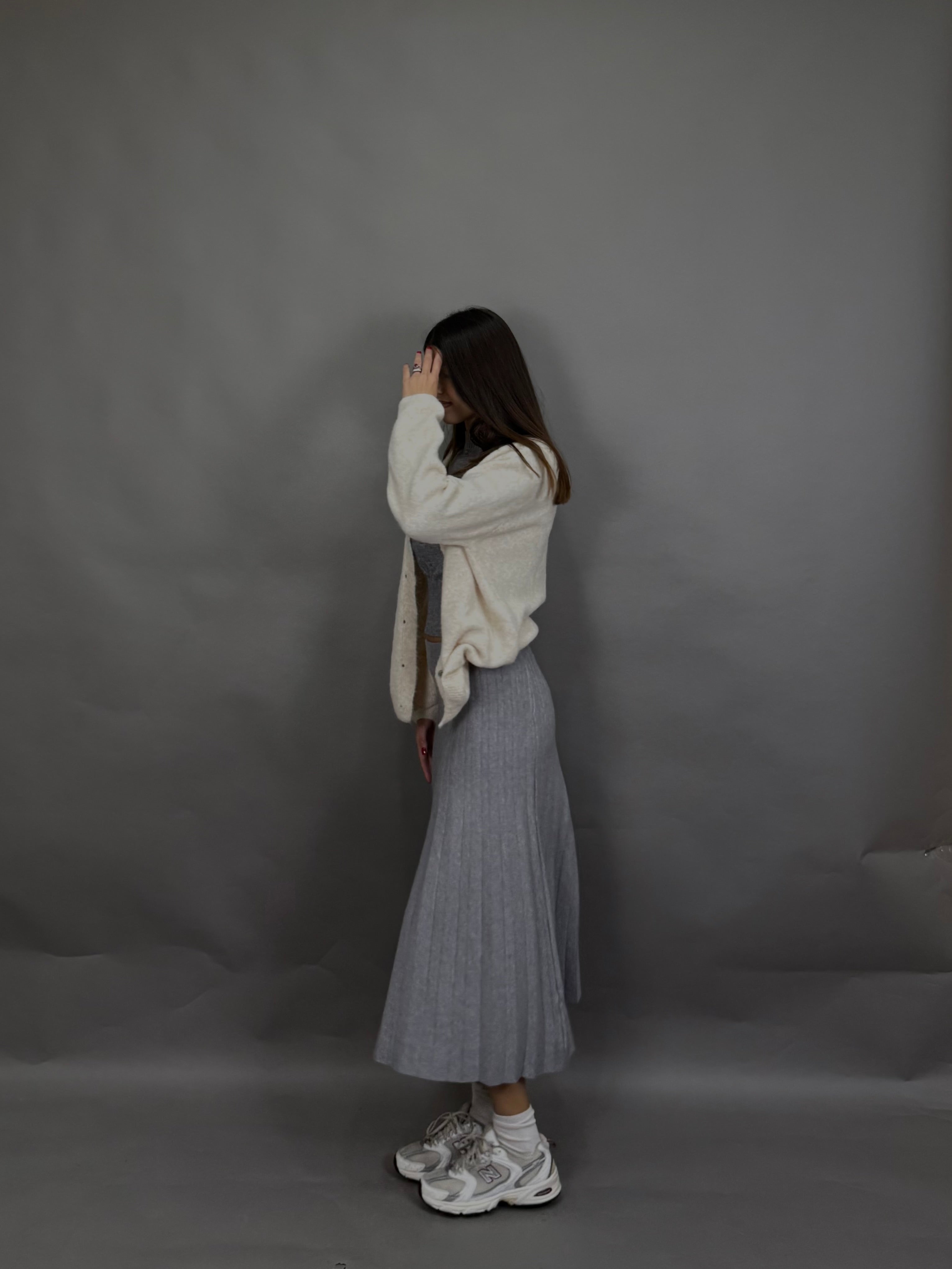 Gonna lana rasata grigia